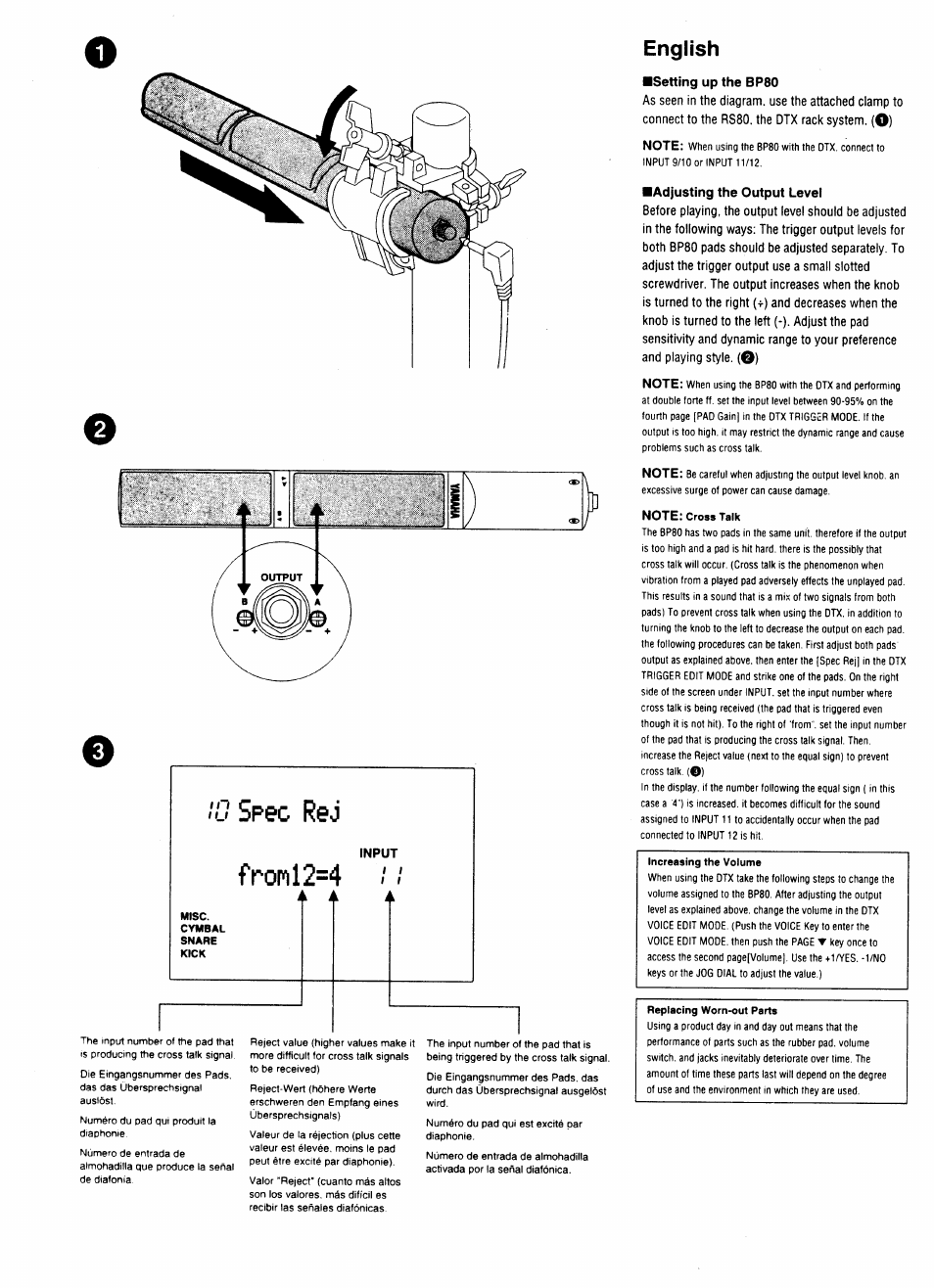 English, Spec rej fron12=4 | Yamaha BP80 User Manual | Page 2 / 4