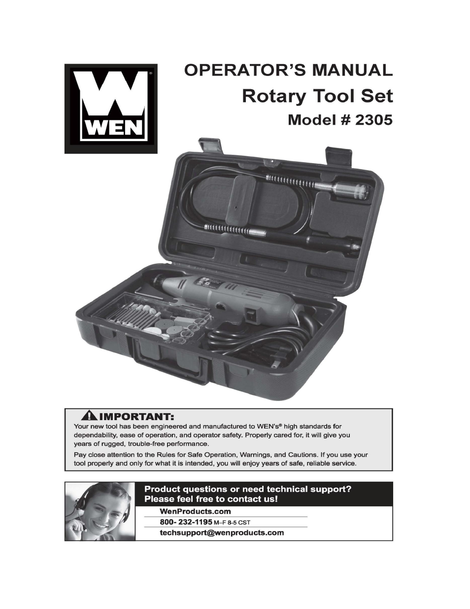 WEN 2305 Rotary tool kit manual rev.2013 User Manual | 16 pages