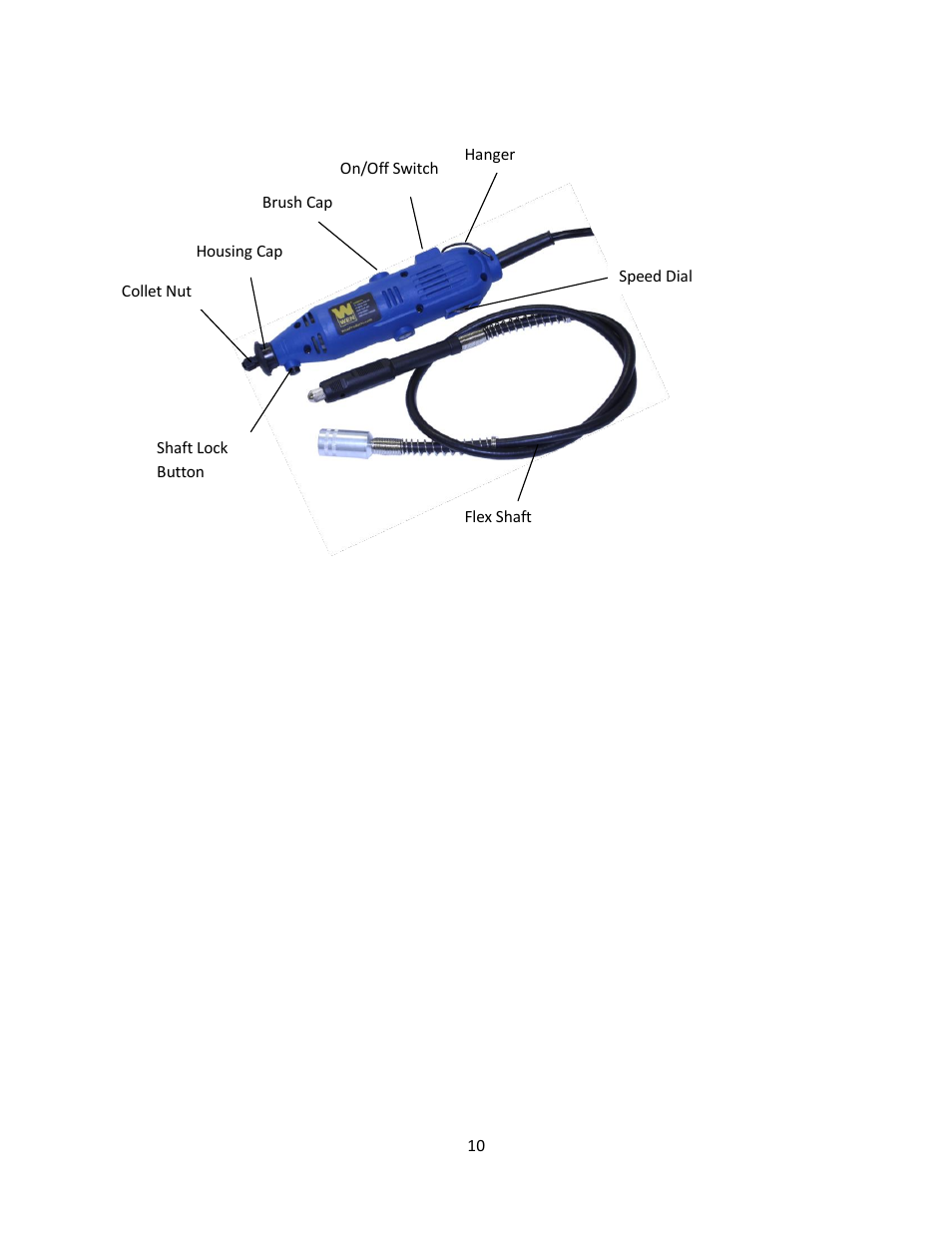 Components of a rotary tool | WEN 2305 Rotary tool kit manual rev.2013 User Manual | Page 10 / 16