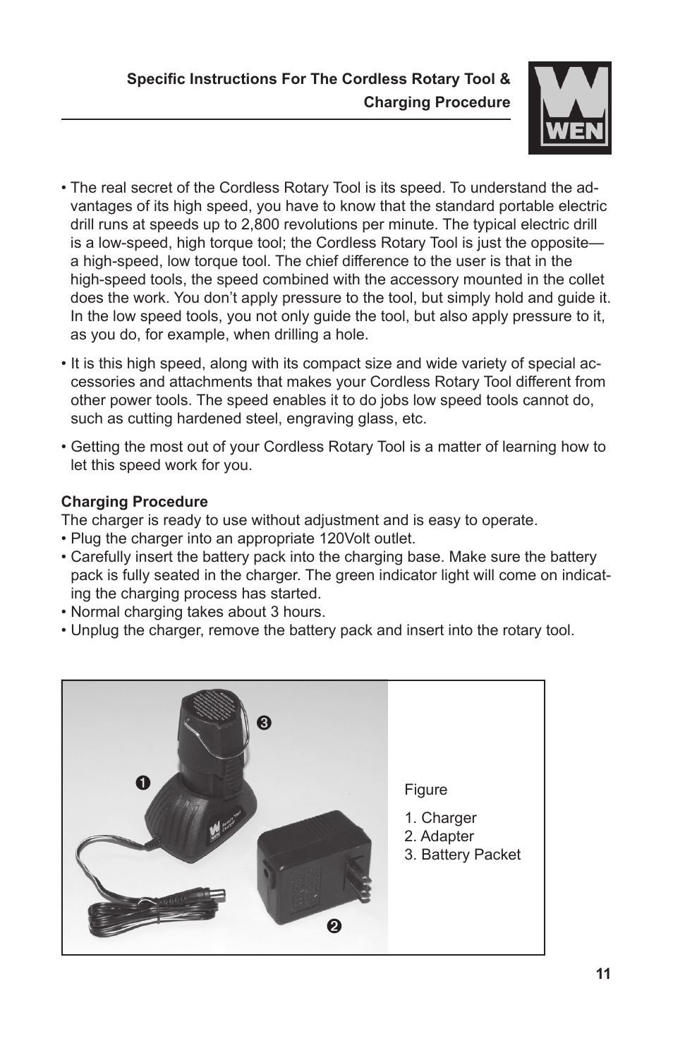 WEN 2301 9.6 Volt Cordless Rotary Tool Kit User Manual | Page 11 / 18