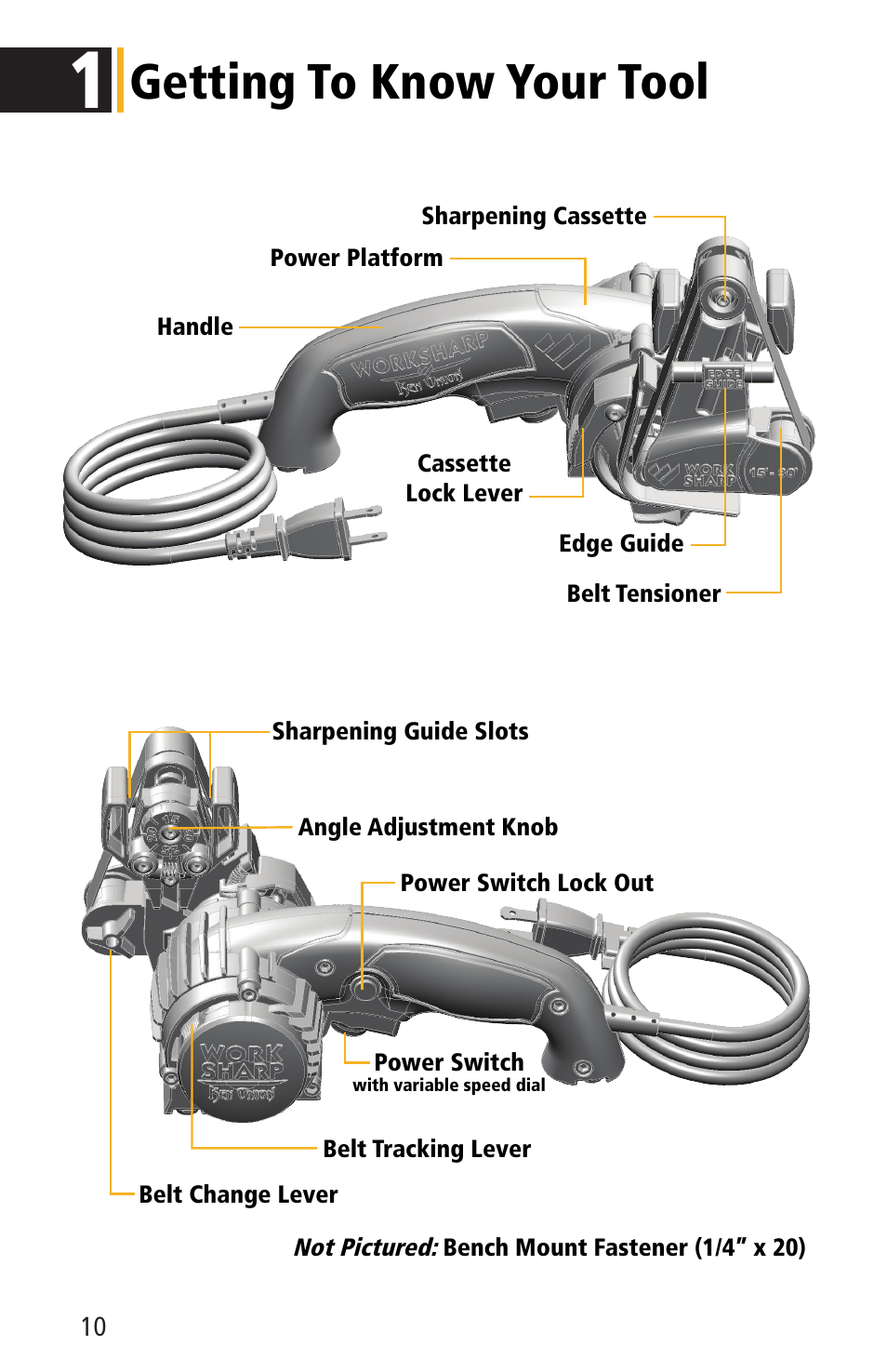 Getting to know your tool | Work Sharp WSKTS-KO KNIFE & TOOL SHARPENER User Guide User Manual | Page 10 / 28