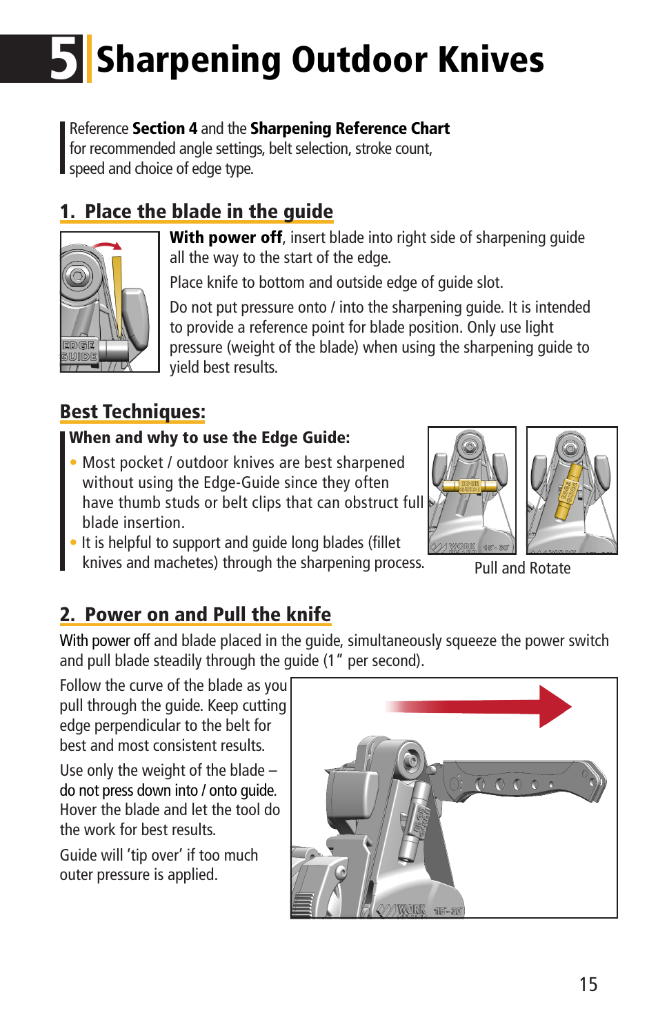 Sharpening outdoor knives | Work Sharp WSKTS-KO KNIFE & TOOL SHARPENER User Guide User Manual | Page 15 / 28