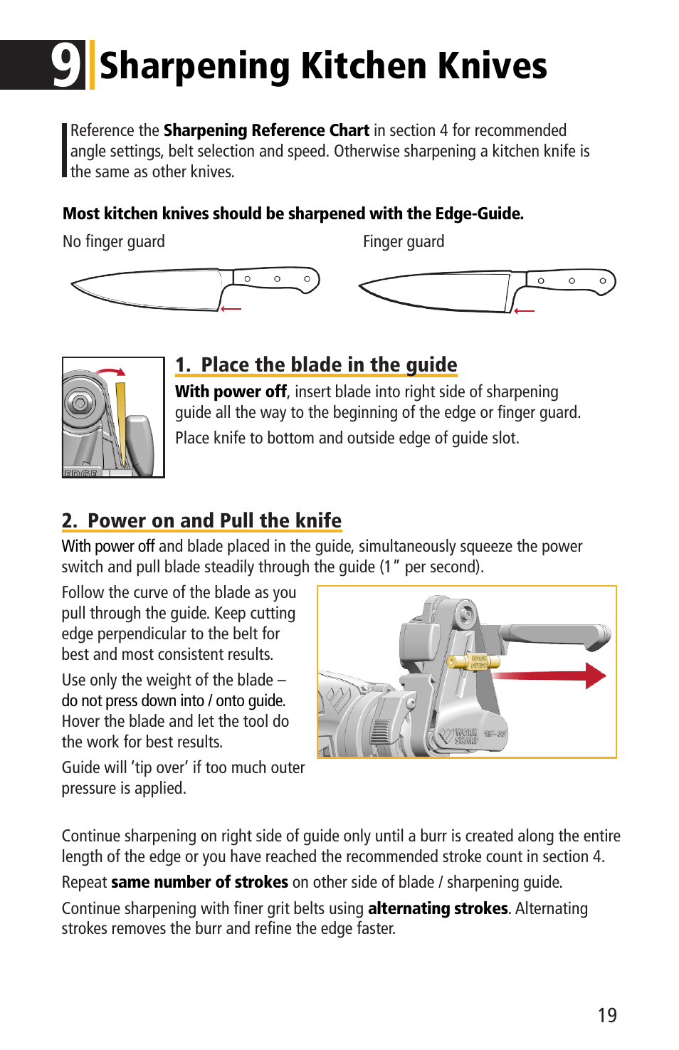 Sharpening kitchen knives | Work Sharp WSKTS-KO KNIFE & TOOL SHARPENER User Guide User Manual | Page 19 / 28