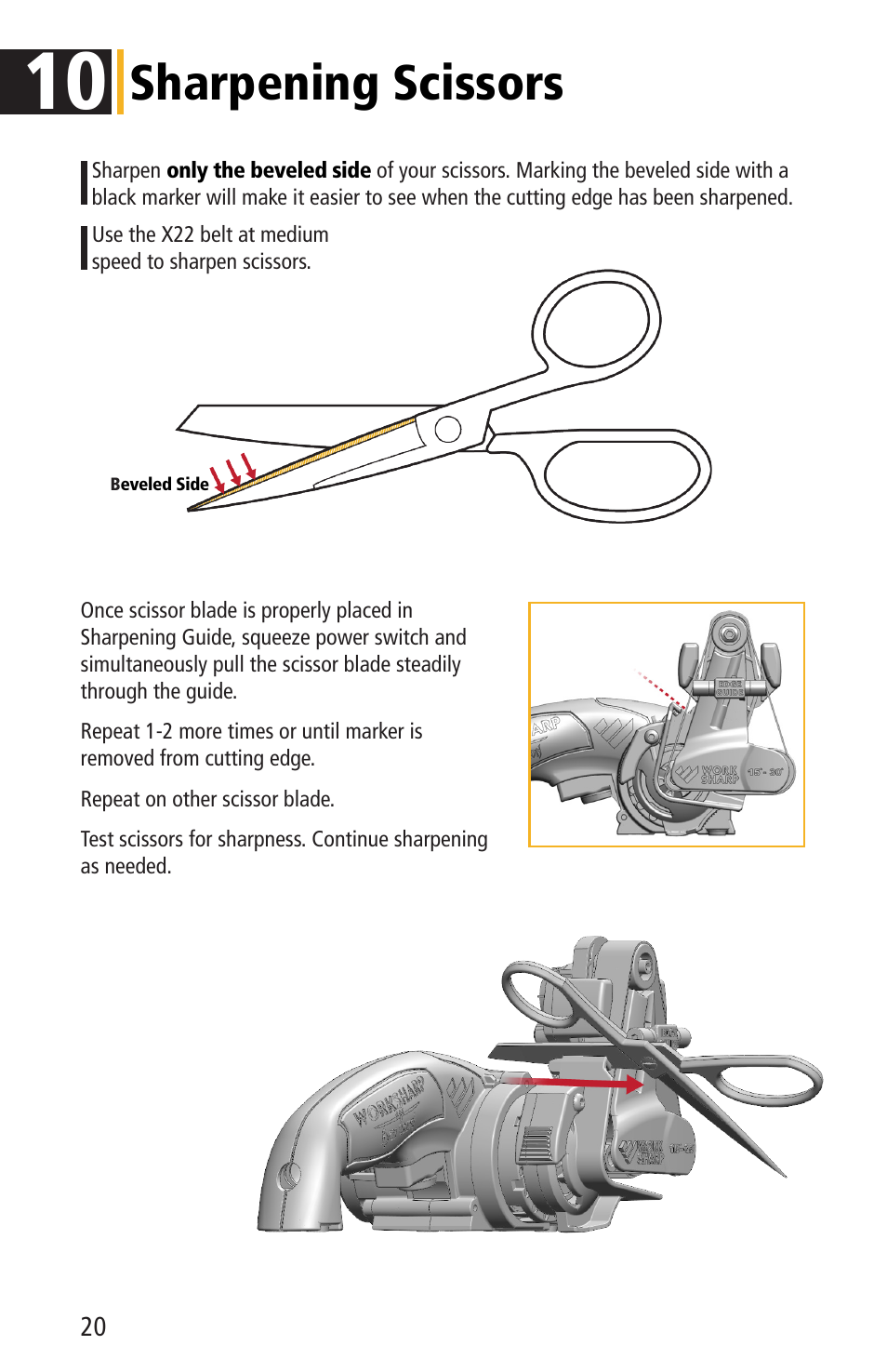 Sharpening scissors | Work Sharp WSKTS-KO KNIFE & TOOL SHARPENER User Guide User Manual | Page 20 / 28