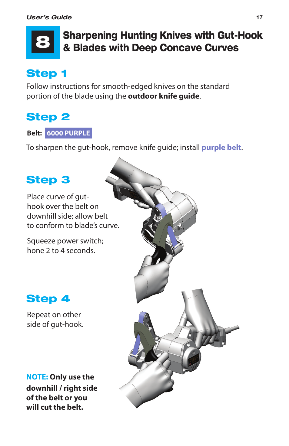 Step 2, Step 3, Step 4 | Work Sharp WSKTS-W Original KNIFE & TOOL SHARPENER User Manual | Page 17 / 24