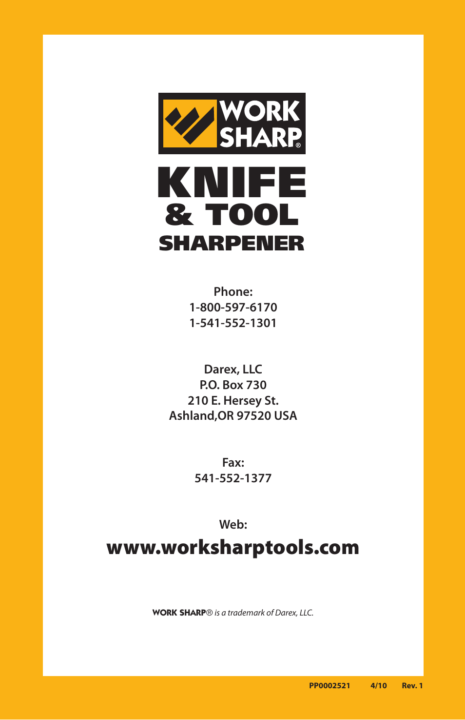 Knife, Tool, Sharpener | Work Sharp WSKTS-W Original KNIFE & TOOL SHARPENER User Manual | Page 24 / 24