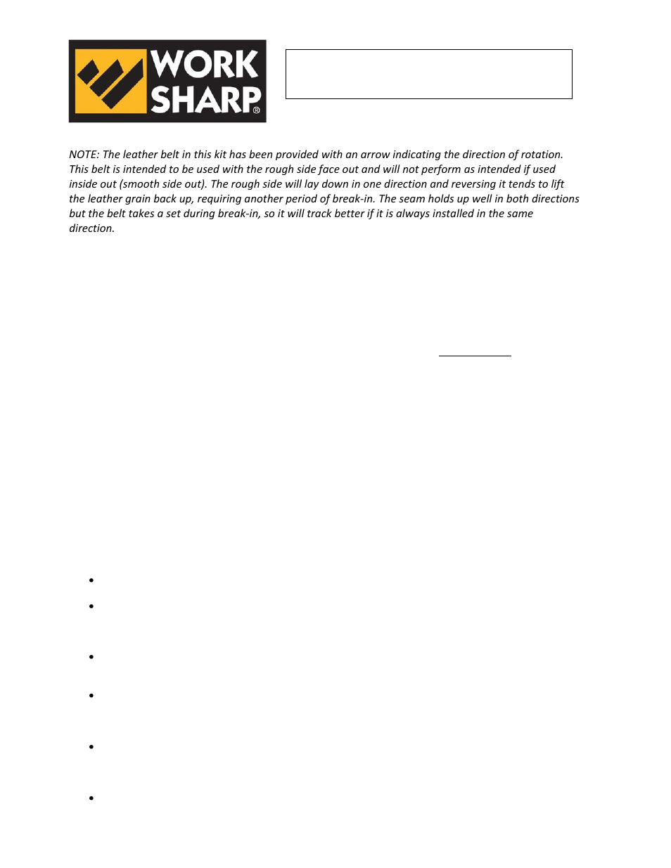 Work Sharp WS3000 Leather Belt Kit Instructions User Manual | 1 page