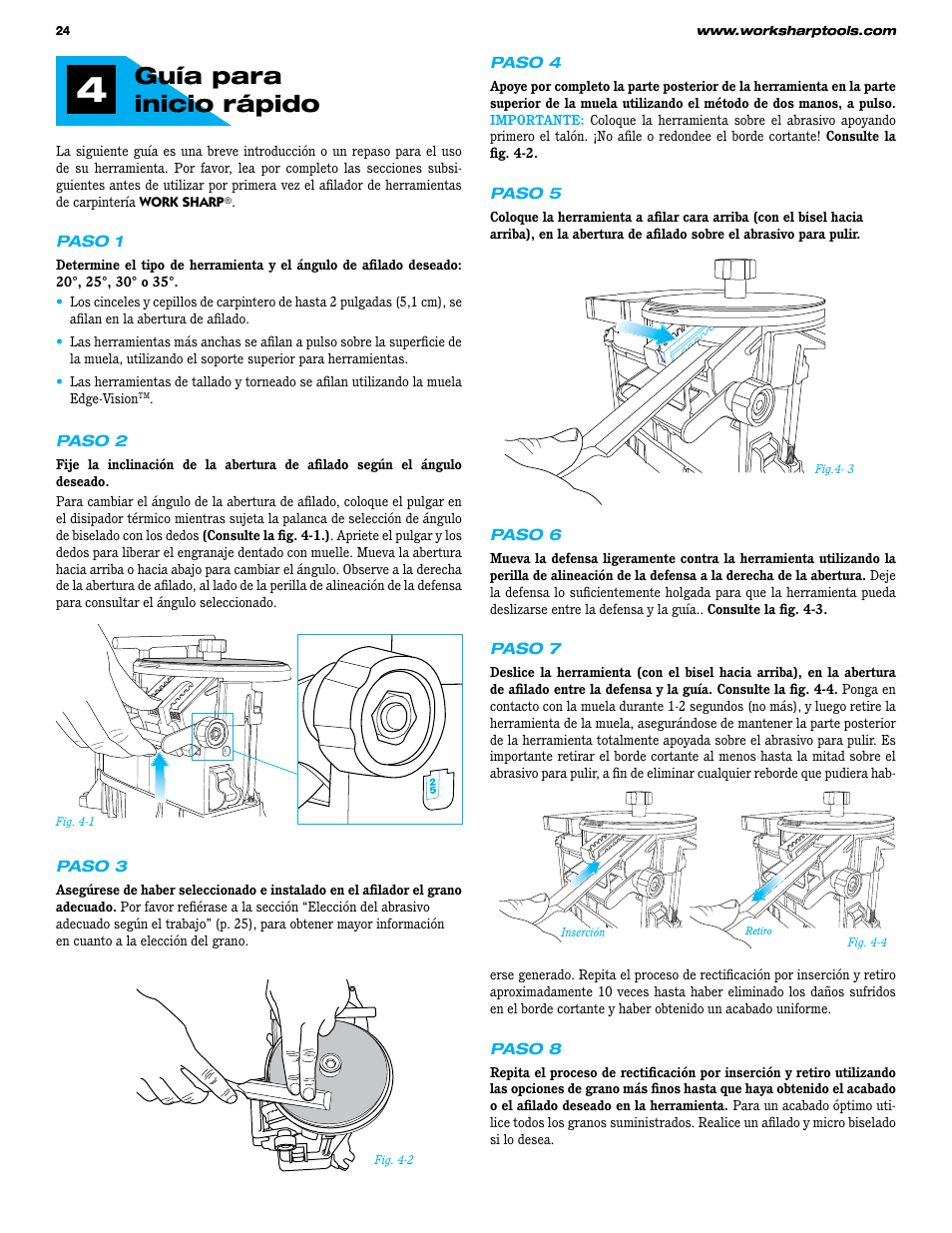Guía para inicio rápido | Work Sharp WS3000 Woodworking Tool Sharpener User Guide User Manual | Page 24 / 48