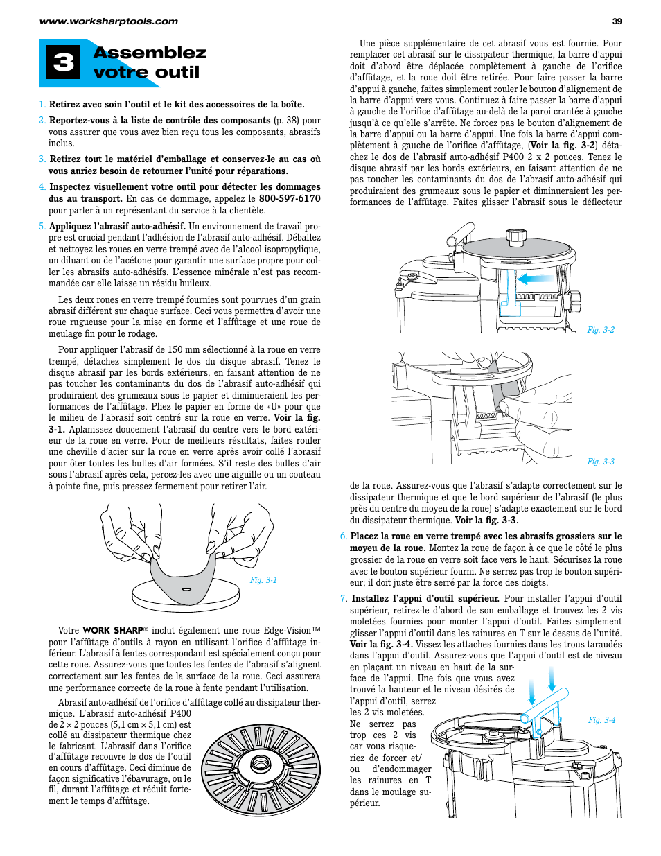 Assemblez votre outil | Work Sharp WS3000 Woodworking Tool Sharpener User Guide User Manual | Page 39 / 48