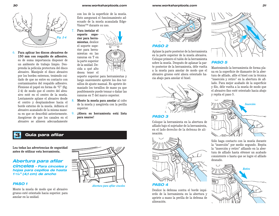 Abertura para afilar cinceles | Work Sharp WS2000 Tool Sharpener & Grinder User Guide User Manual | Page 16 / 31