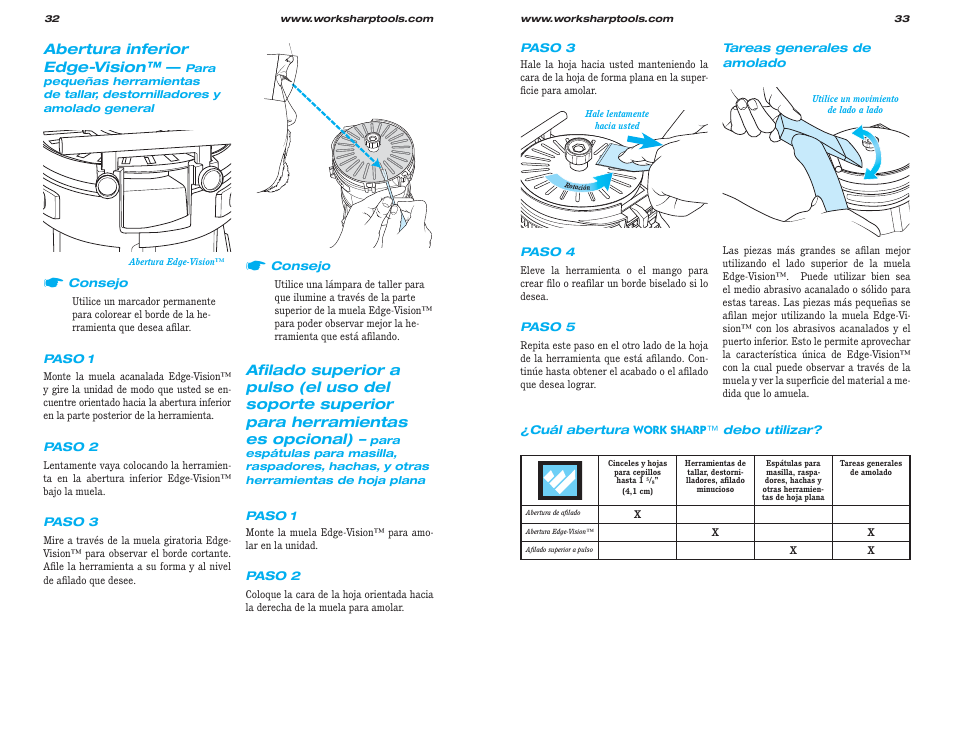 Abertura inferior edge-vision | Work Sharp WS2000 Tool Sharpener & Grinder User Guide User Manual | Page 17 / 31