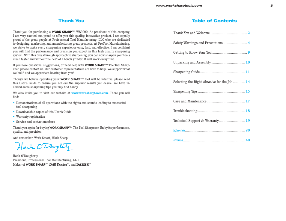 Work Sharp WS2000 Tool Sharpener & Grinder User Guide User Manual | Page 2 / 31