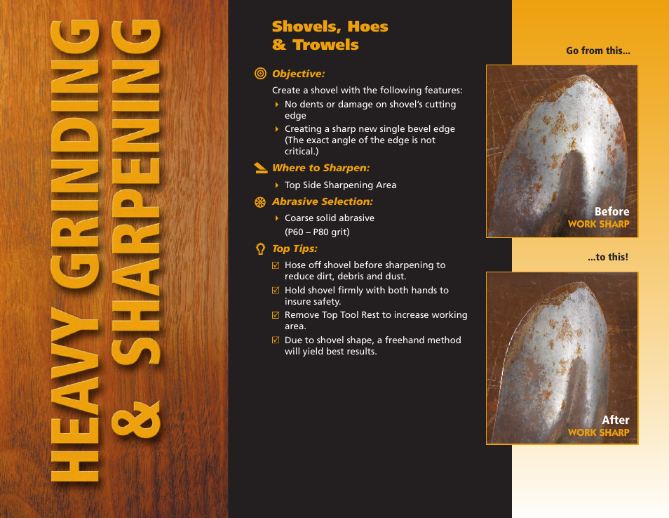 Shovels, hoes & trowels | Work Sharp WS2000 Tool Sharpener & Grinder Step By Step Guide User Manual | Page 28 / 32