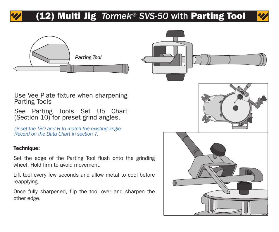 12) multi jig tormek® svs-50 with parting tool | Work Sharp WS3000 Tool Bar Attachment User Manual | Page 11 / 16