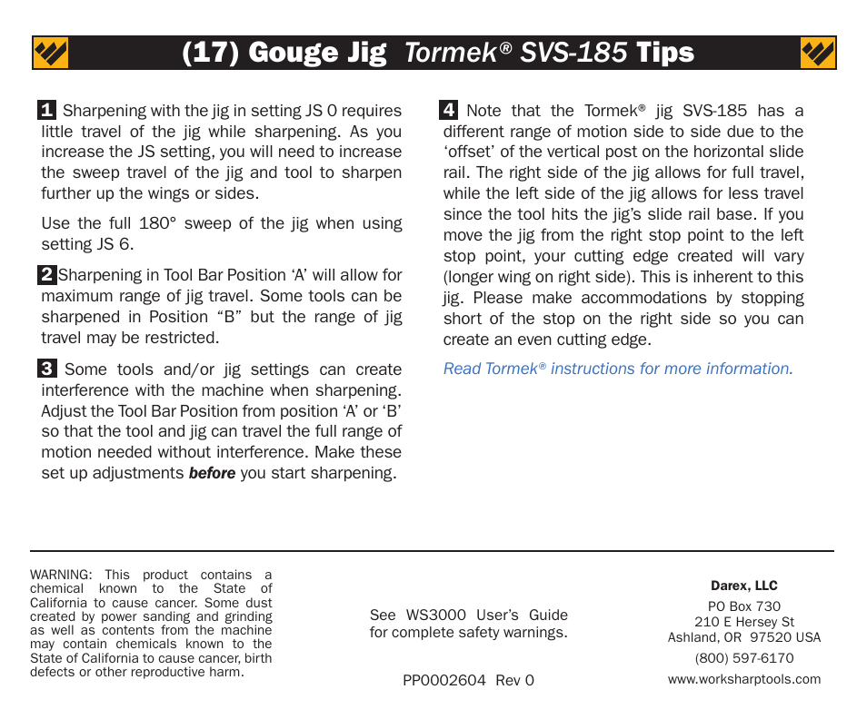 Work Sharp WS3000 Tool Bar Attachment User Manual | Page 16 / 16
