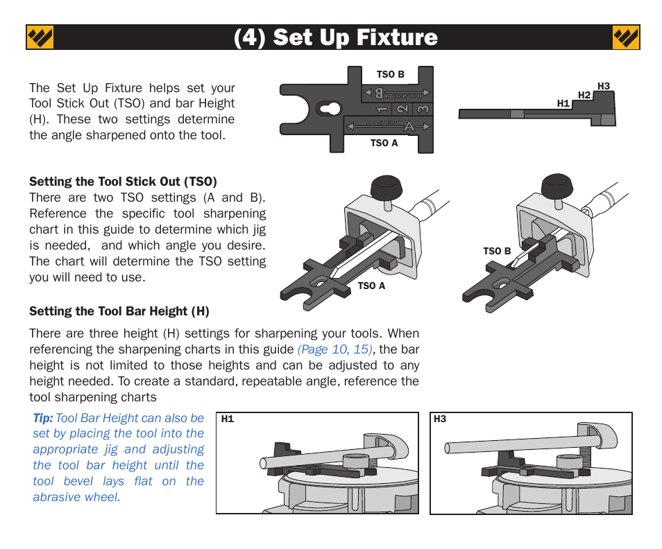 4) set up fixture, Ba 1 2 3 | Work Sharp WS3000 Tool Bar Attachment User Manual | Page 4 / 16