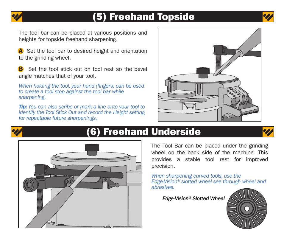 5) freehand topside (6) freehand underside | Work Sharp WS3000 Tool Bar Attachment User Manual | Page 5 / 16
