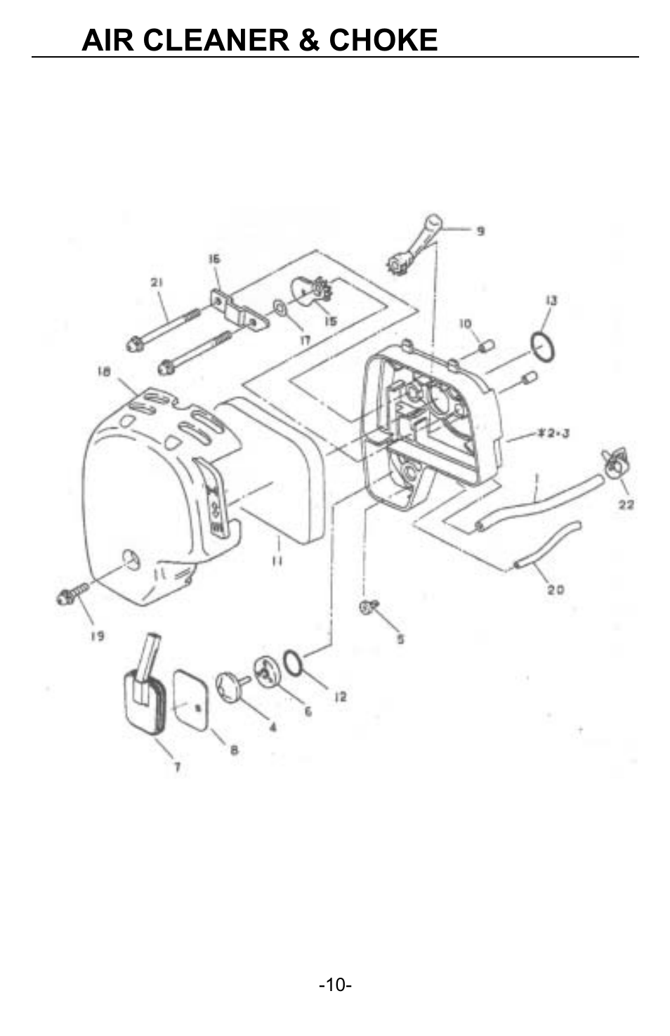 Air cleaner & choke | WycoTool EH035 EZ-Vibe User Manual | Page 11 / 26