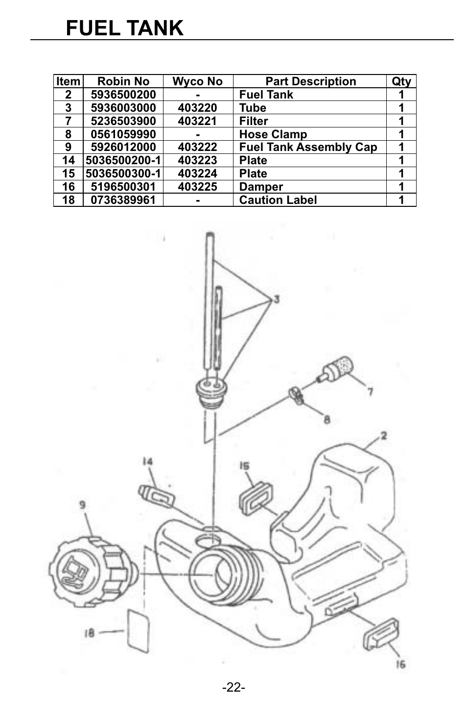 Fuel tank | WycoTool EH035 EZ-Vibe User Manual | Page 23 / 26