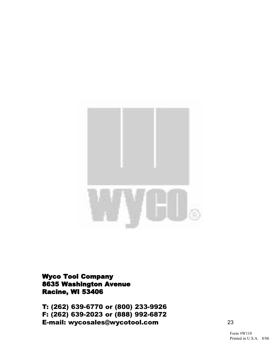 WycoTool Hydraulic Paving Vibrators User Manual | Page 25 / 25