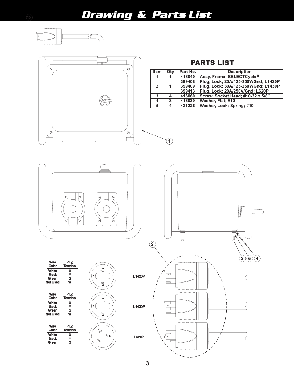 Drawing & parts list, Parts list | WycoTool SELECT-Cycle Converter User Manual | Page 3 / 4