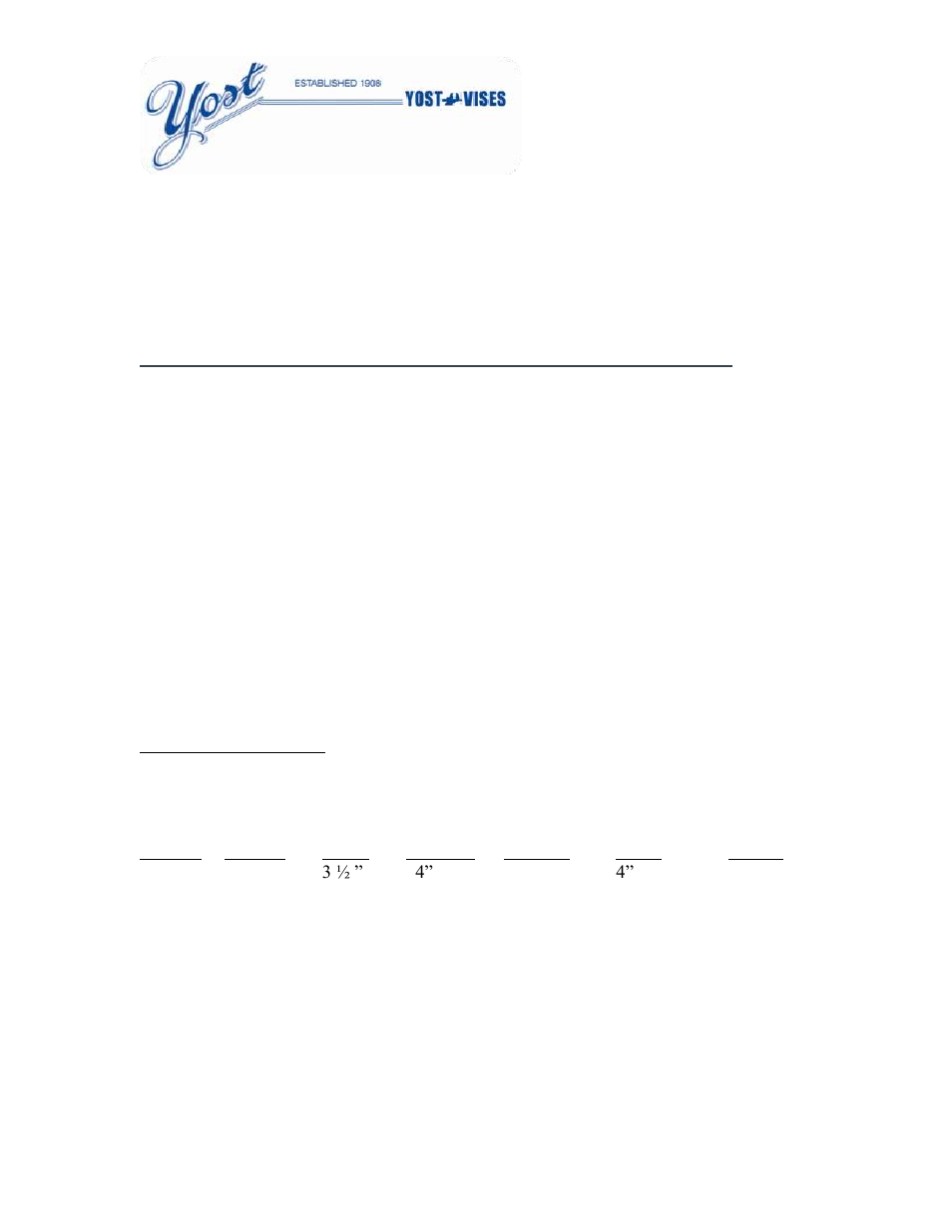 Yost Vises 103.5 User Manual | 6 pages