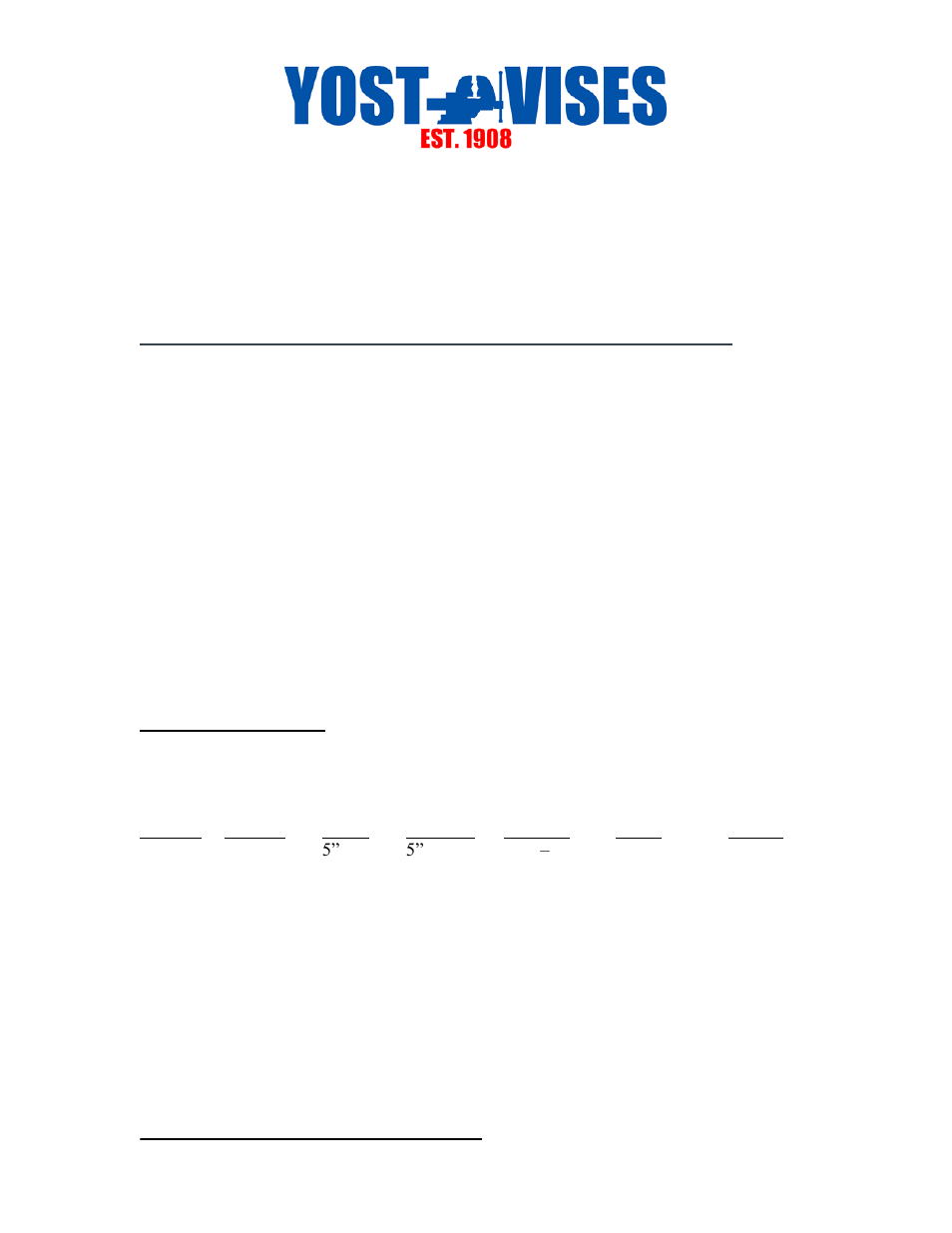 Yost Vises 905-HV User Manual | 6 pages