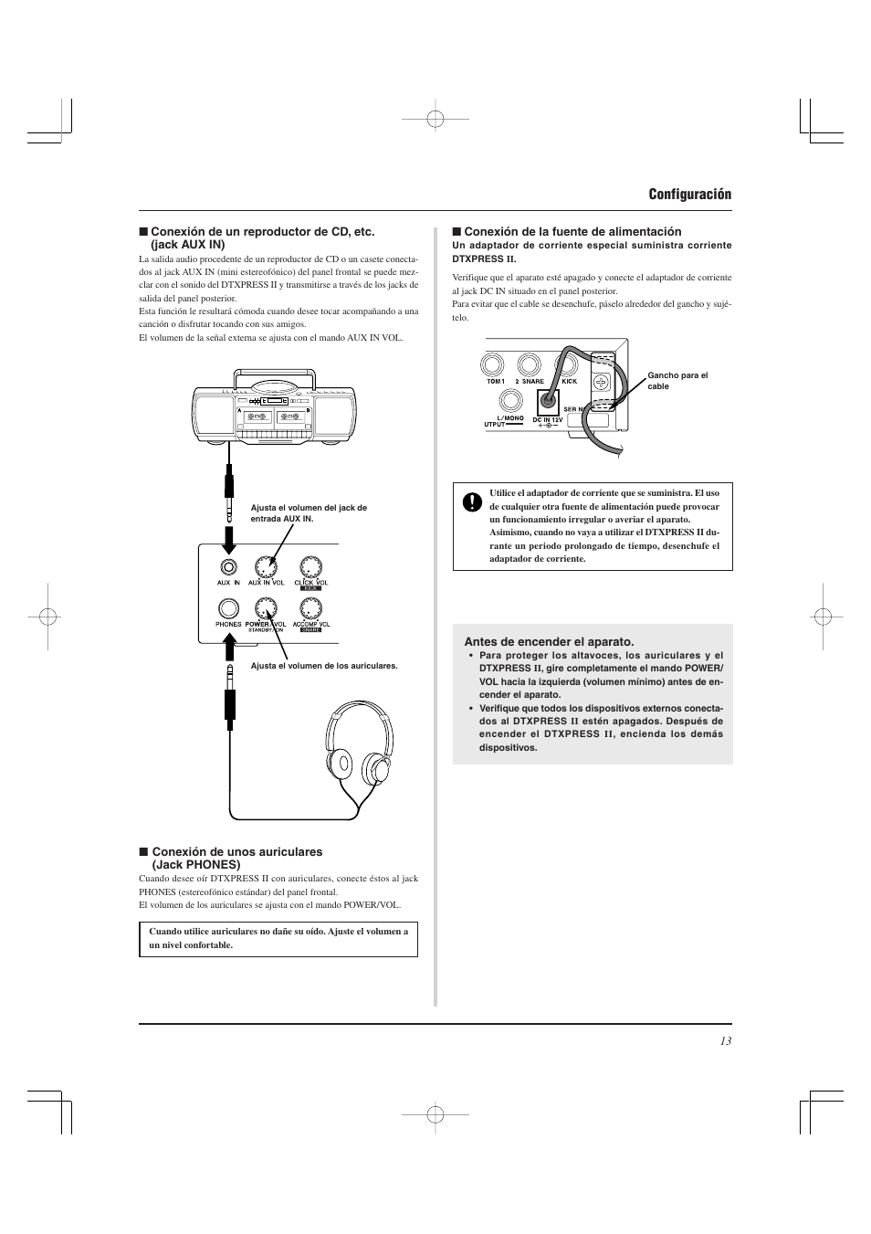 Configuración | Yamaha DTXPRESS II User Manual | Page 103 / 184