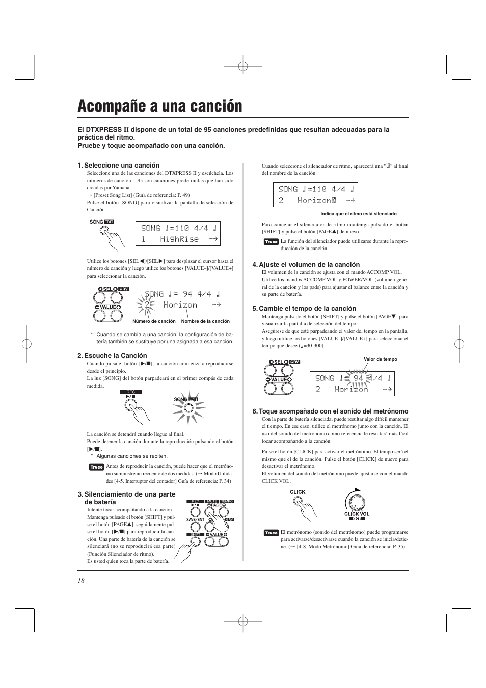 Acompañe a una canción | Yamaha DTXPRESS II User Manual | Page 108 / 184