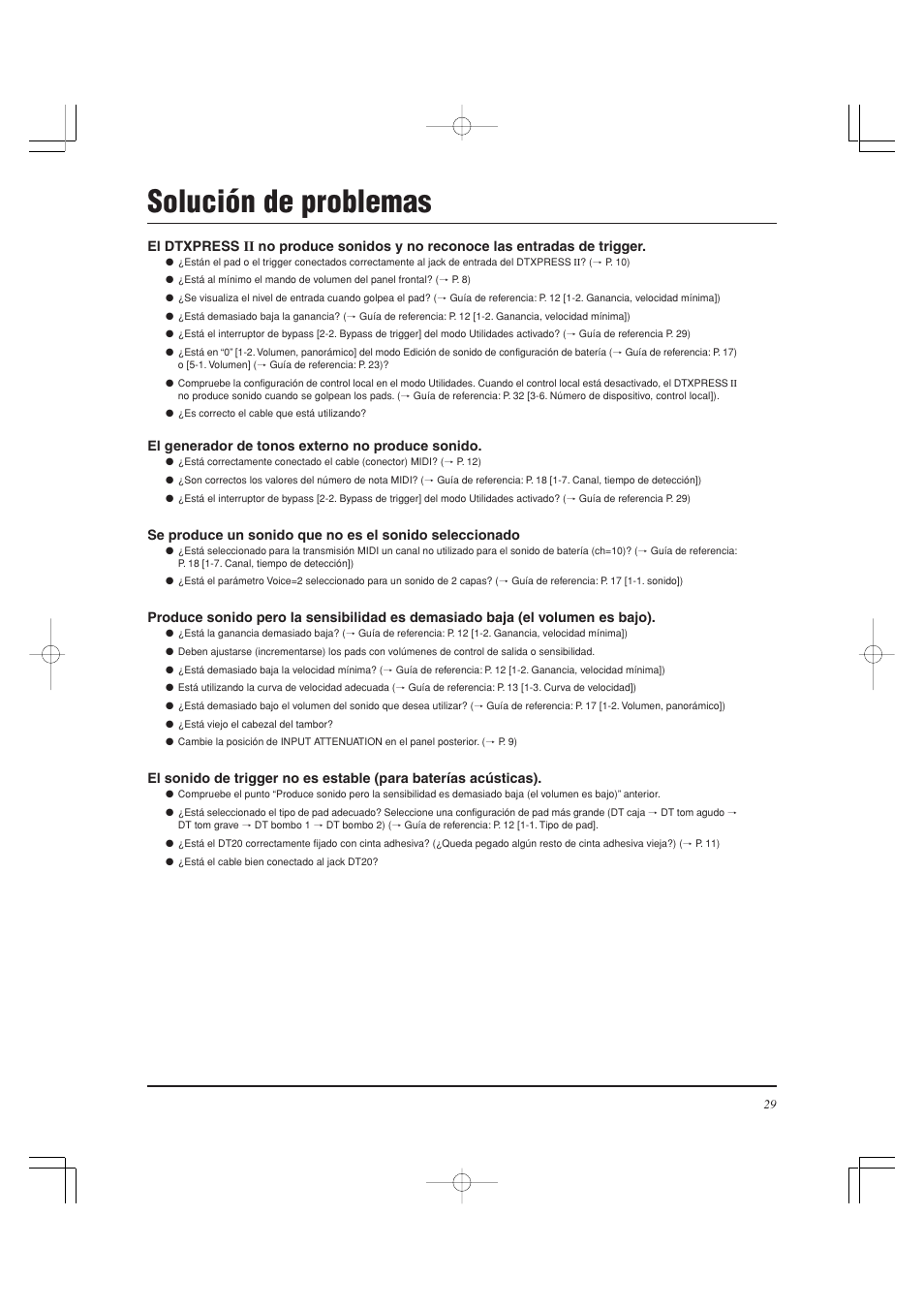 Solución de problemas | Yamaha DTXPRESS II User Manual | Page 119 / 184