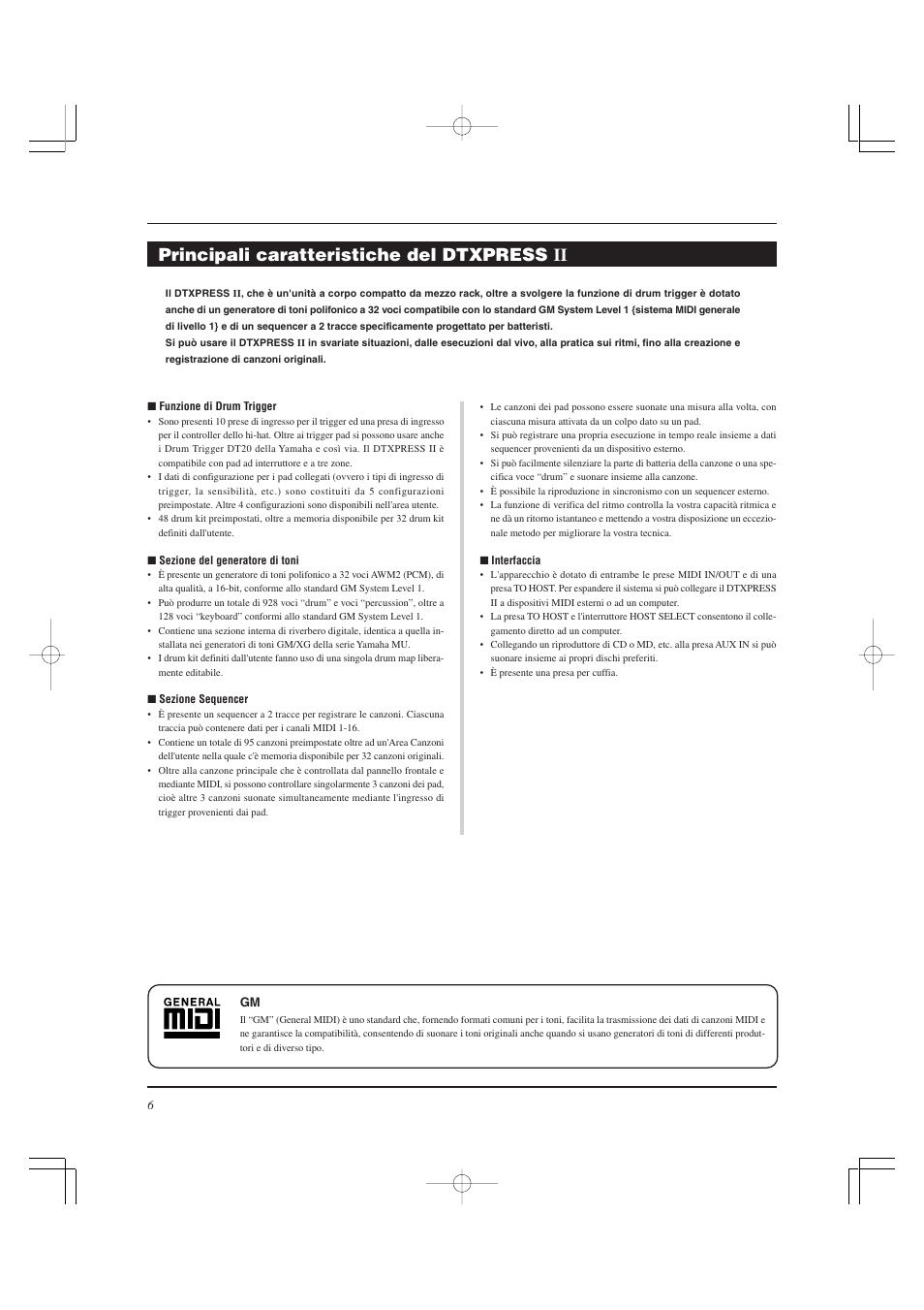 Principali caratteristiche del dtxpress ii | Yamaha DTXPRESS II User Manual | Page 126 / 184