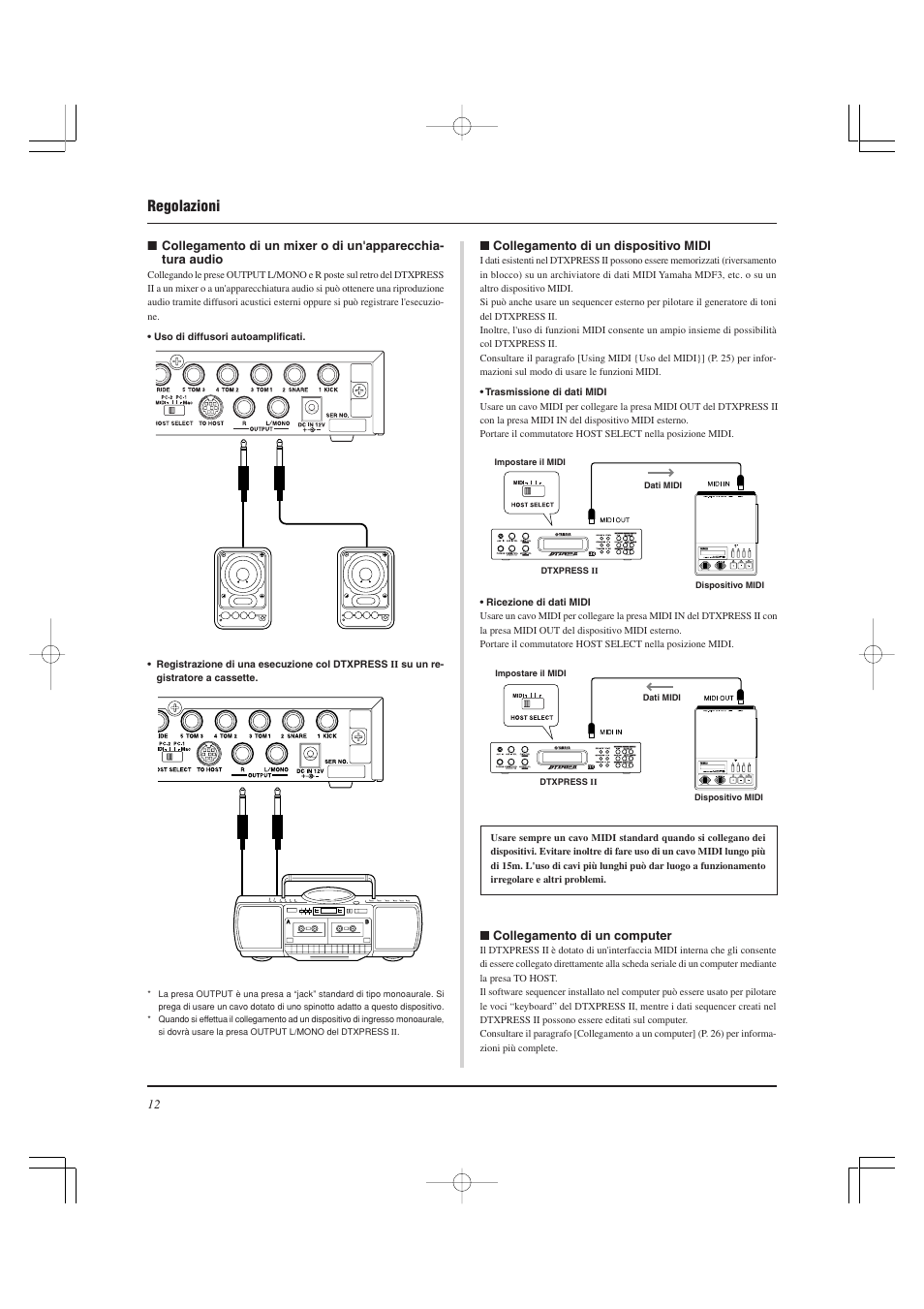 Regolazioni | Yamaha DTXPRESS II User Manual | Page 132 / 184