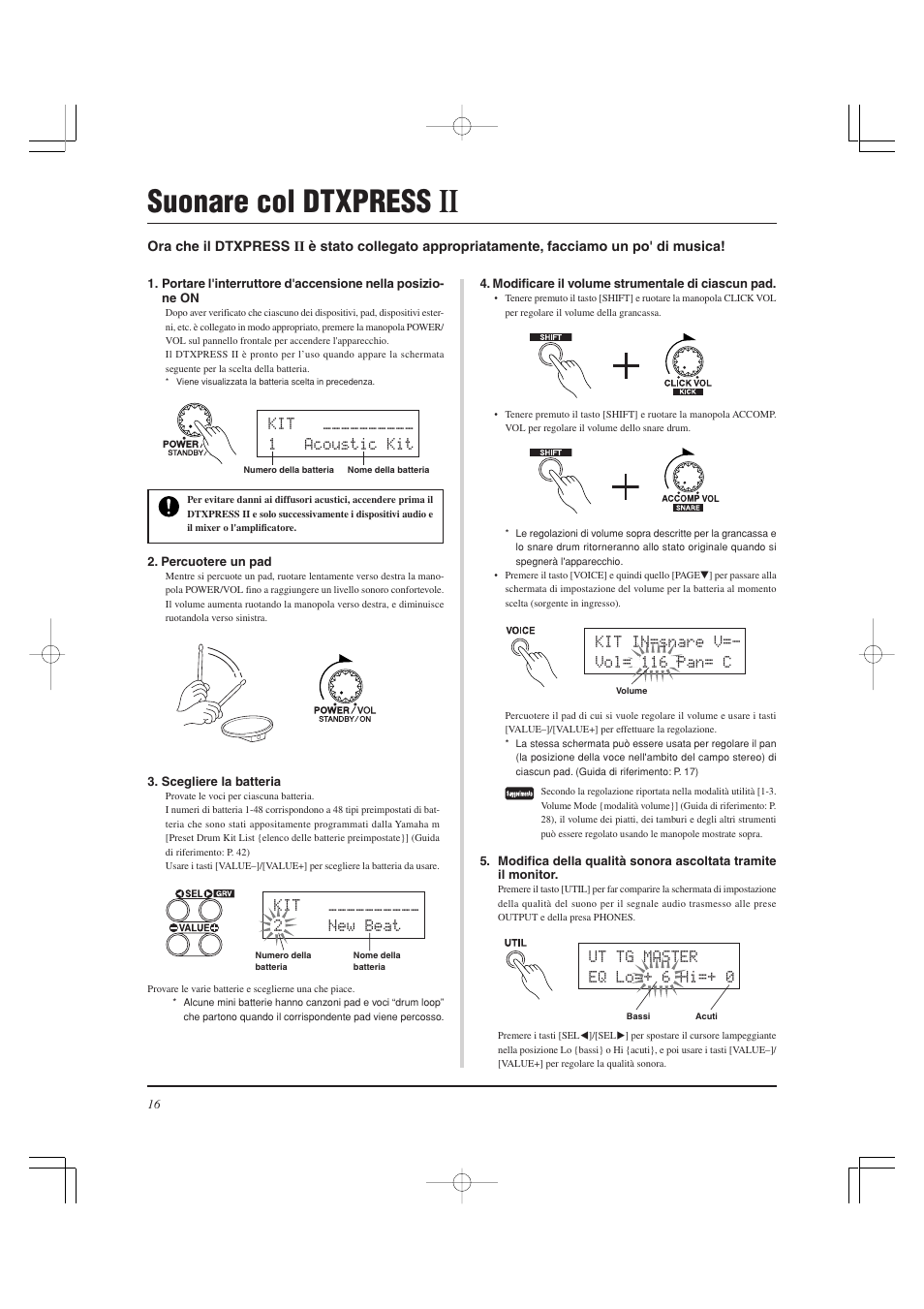 Suonare col dtxpress | Yamaha DTXPRESS II User Manual | Page 136 / 184