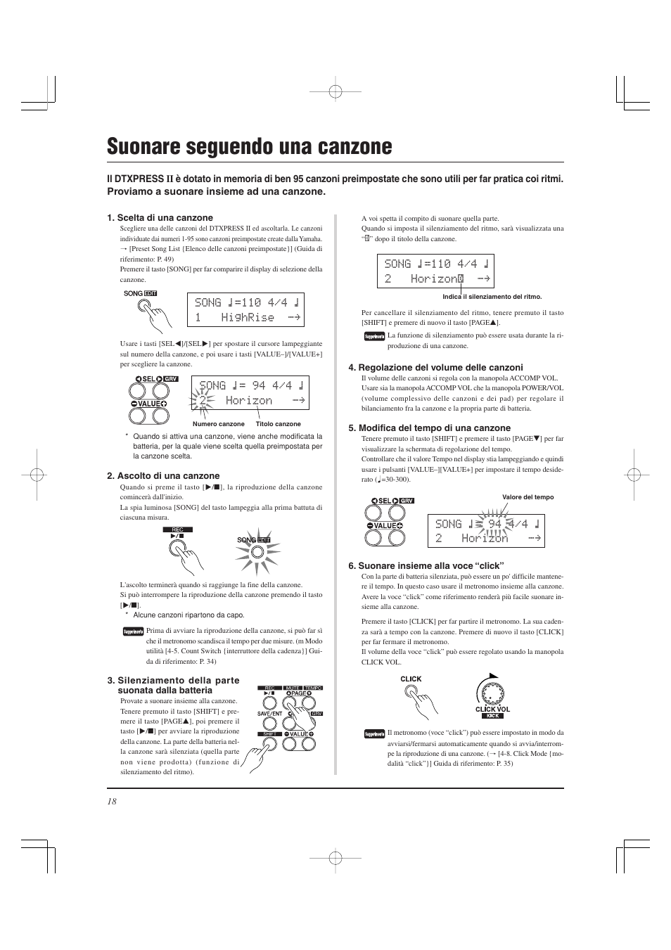 Suonare seguendo una canzone | Yamaha DTXPRESS II User Manual | Page 138 / 184