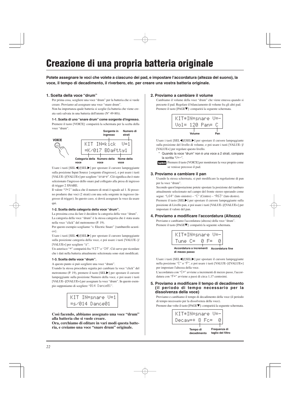 Creazione di una propria batteria originale | Yamaha DTXPRESS II User Manual | Page 142 / 184