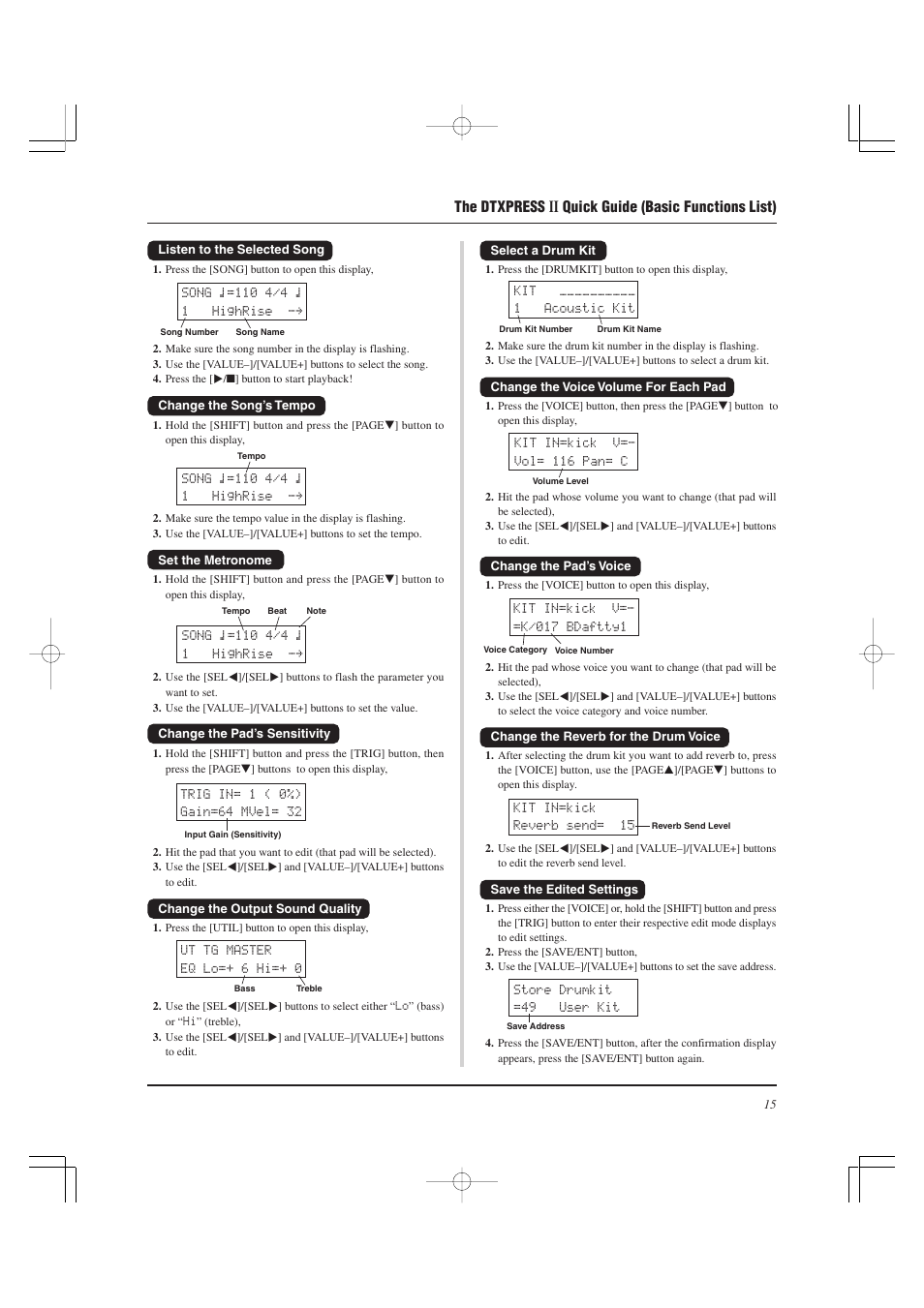 Yamaha DTXPRESS II User Manual | Page 15 / 184