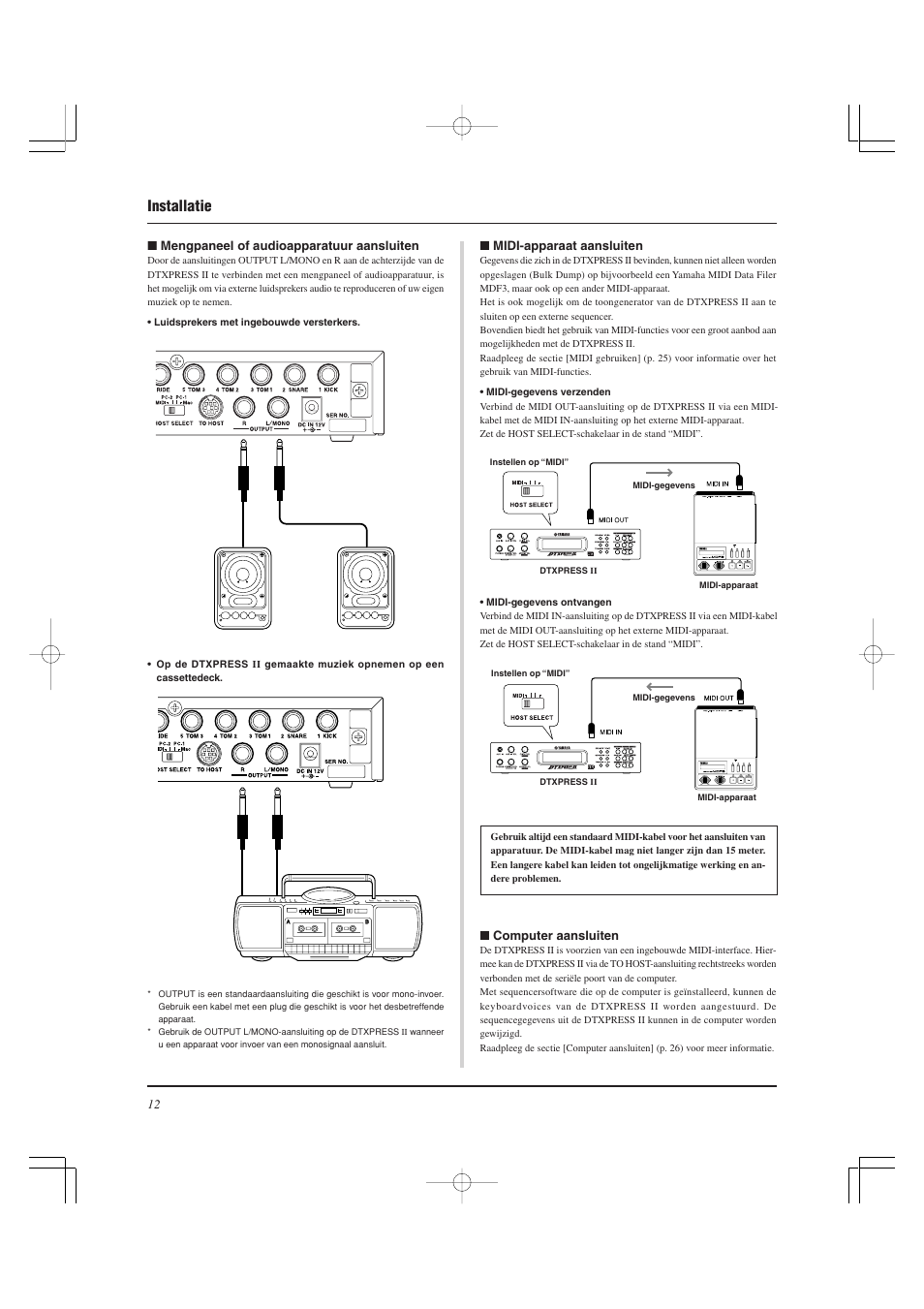 Installatie | Yamaha DTXPRESS II User Manual | Page 162 / 184