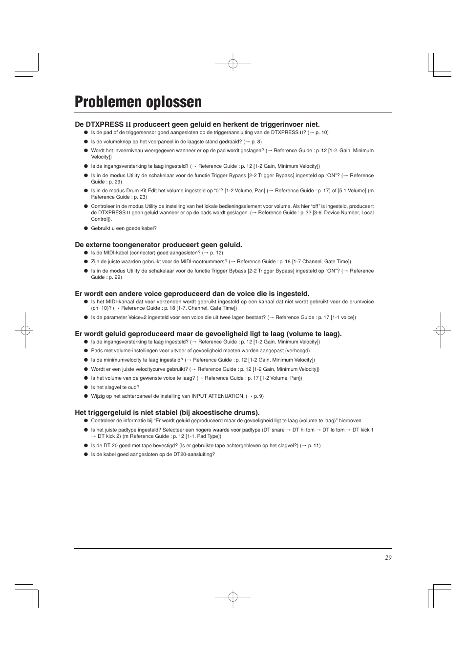 Problemen oplossen | Yamaha DTXPRESS II User Manual | Page 179 / 184