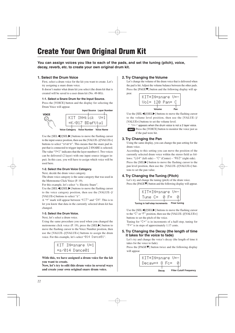 Create your own original drum kit | Yamaha DTXPRESS II User Manual | Page 22 / 184