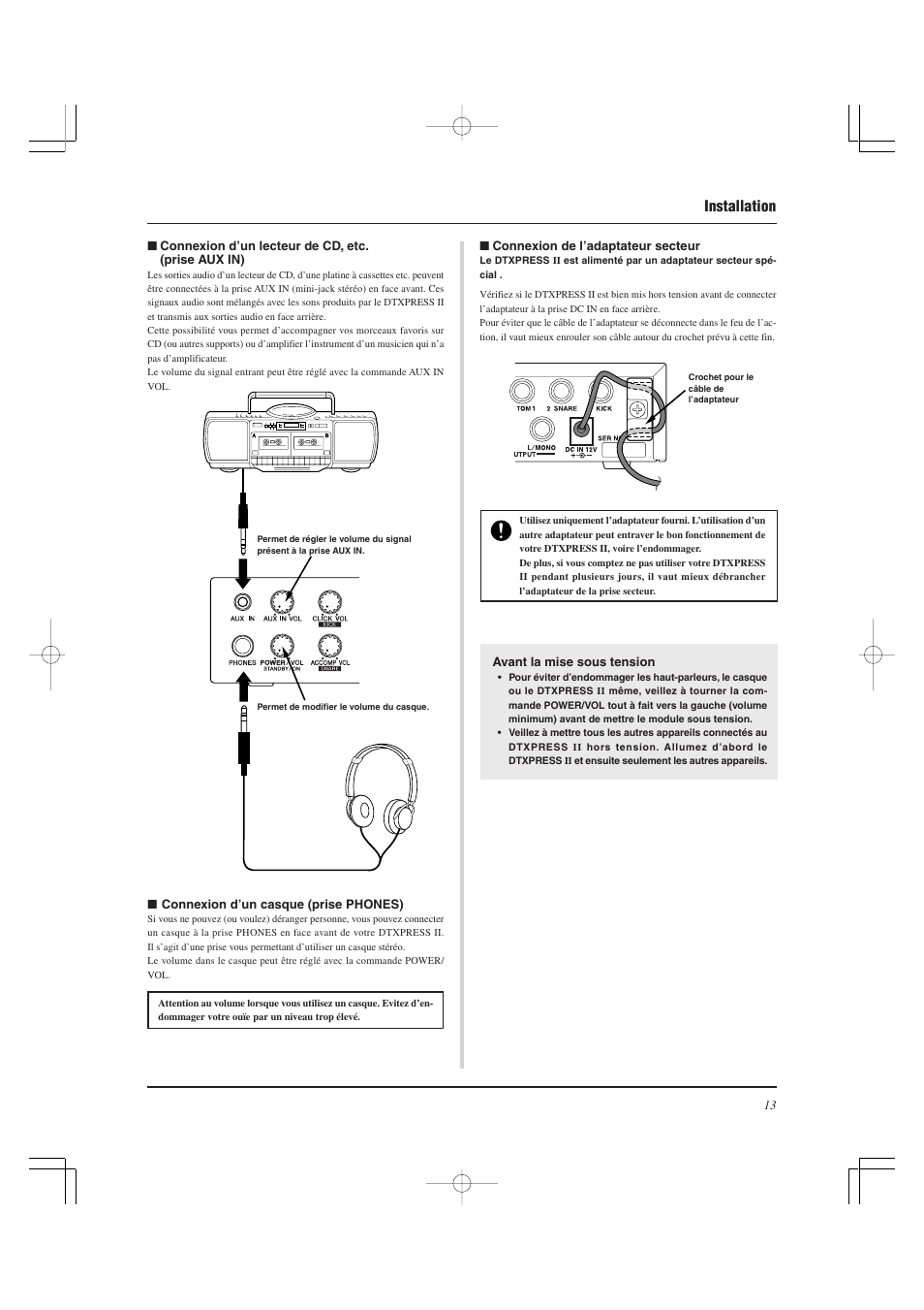 Installation | Yamaha DTXPRESS II User Manual | Page 43 / 184