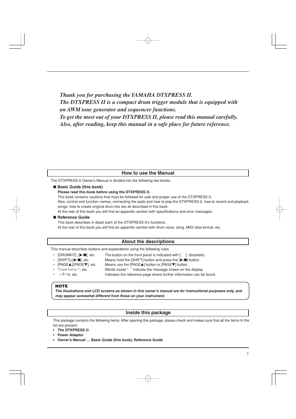 Yamaha DTXPRESS II User Manual | Page 5 / 184