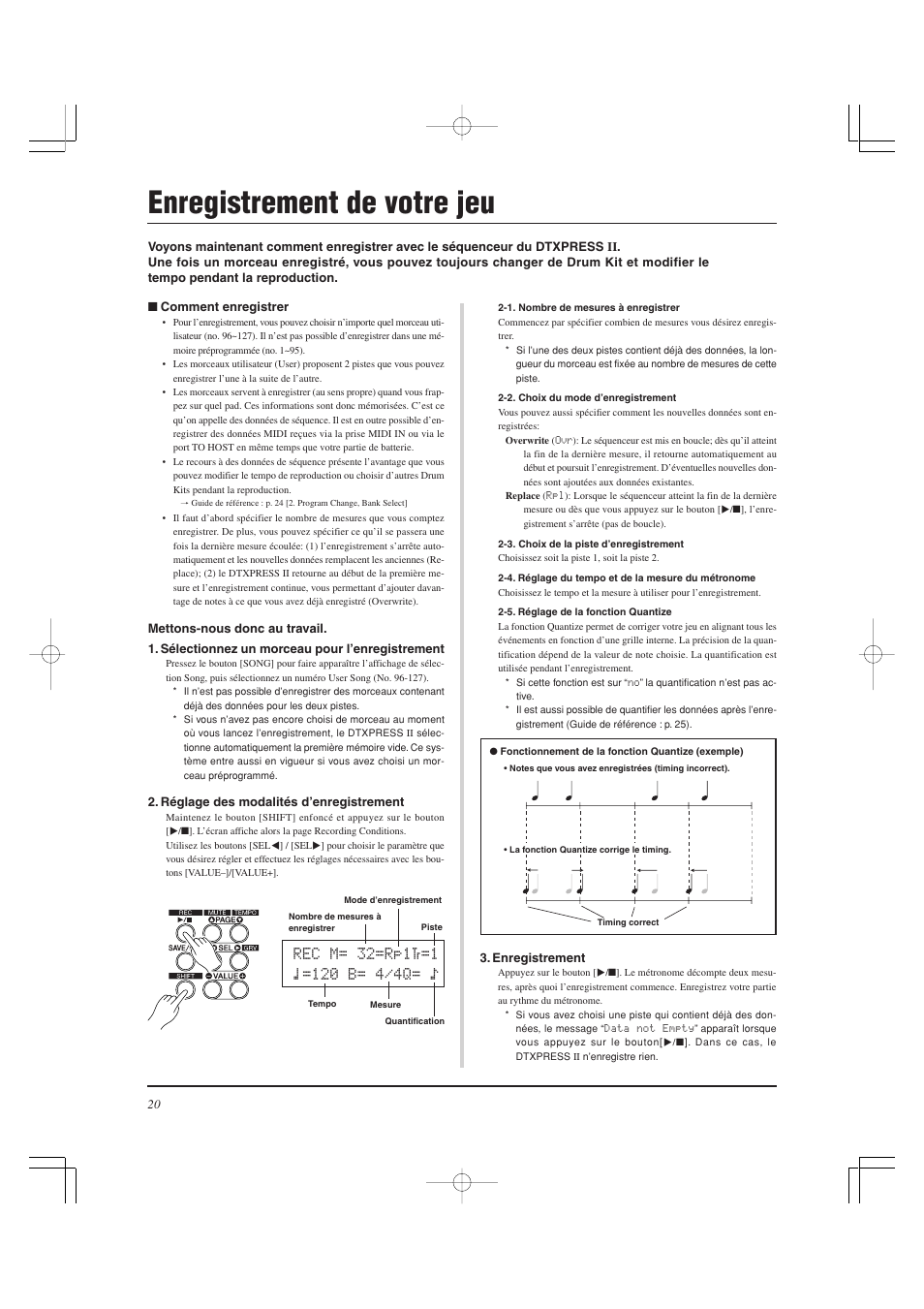 Enregistrement de votre jeu | Yamaha DTXPRESS II User Manual | Page 50 / 184