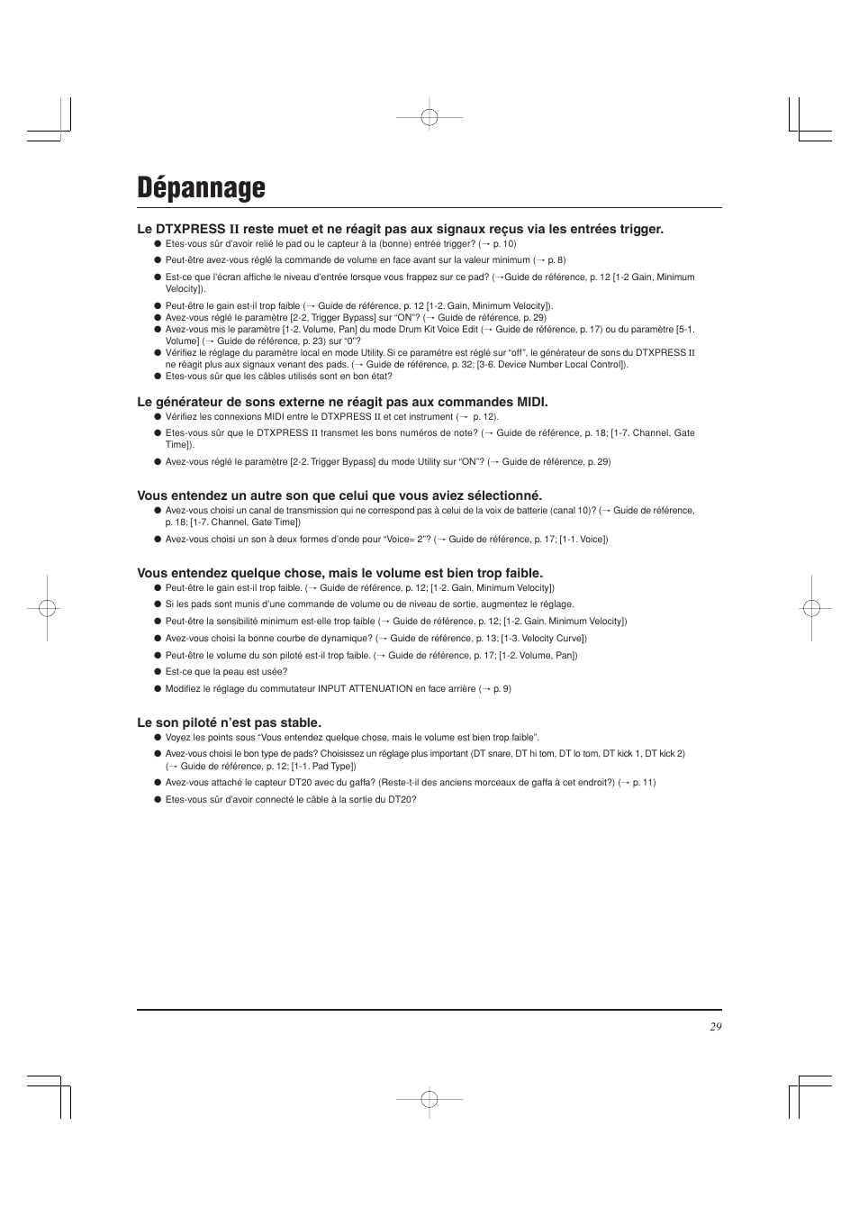 Dépannage | Yamaha DTXPRESS II User Manual | Page 59 / 184