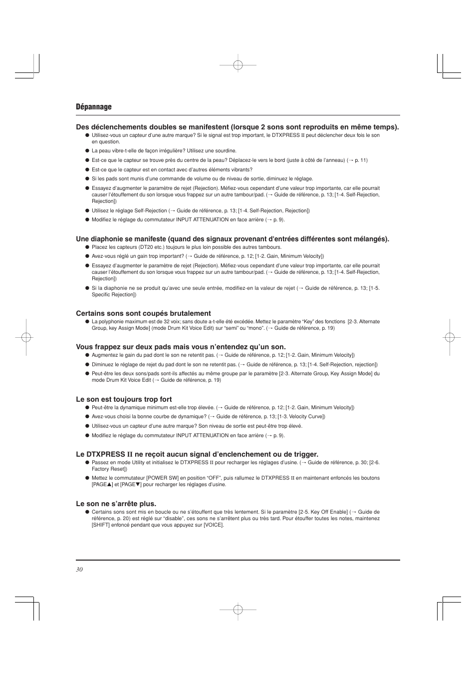 Dépannage | Yamaha DTXPRESS II User Manual | Page 60 / 184