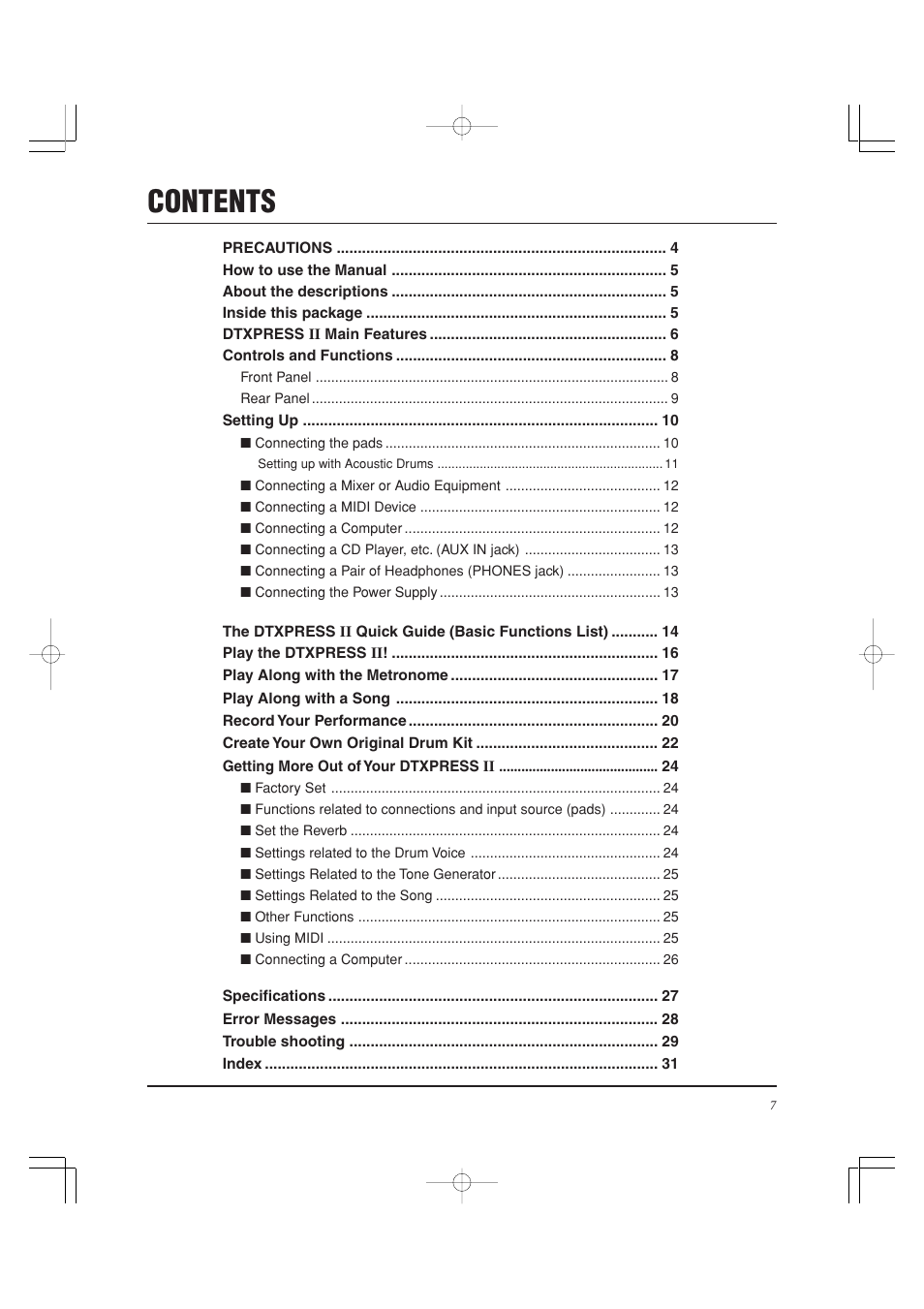 Yamaha DTXPRESS II User Manual | Page 7 / 184