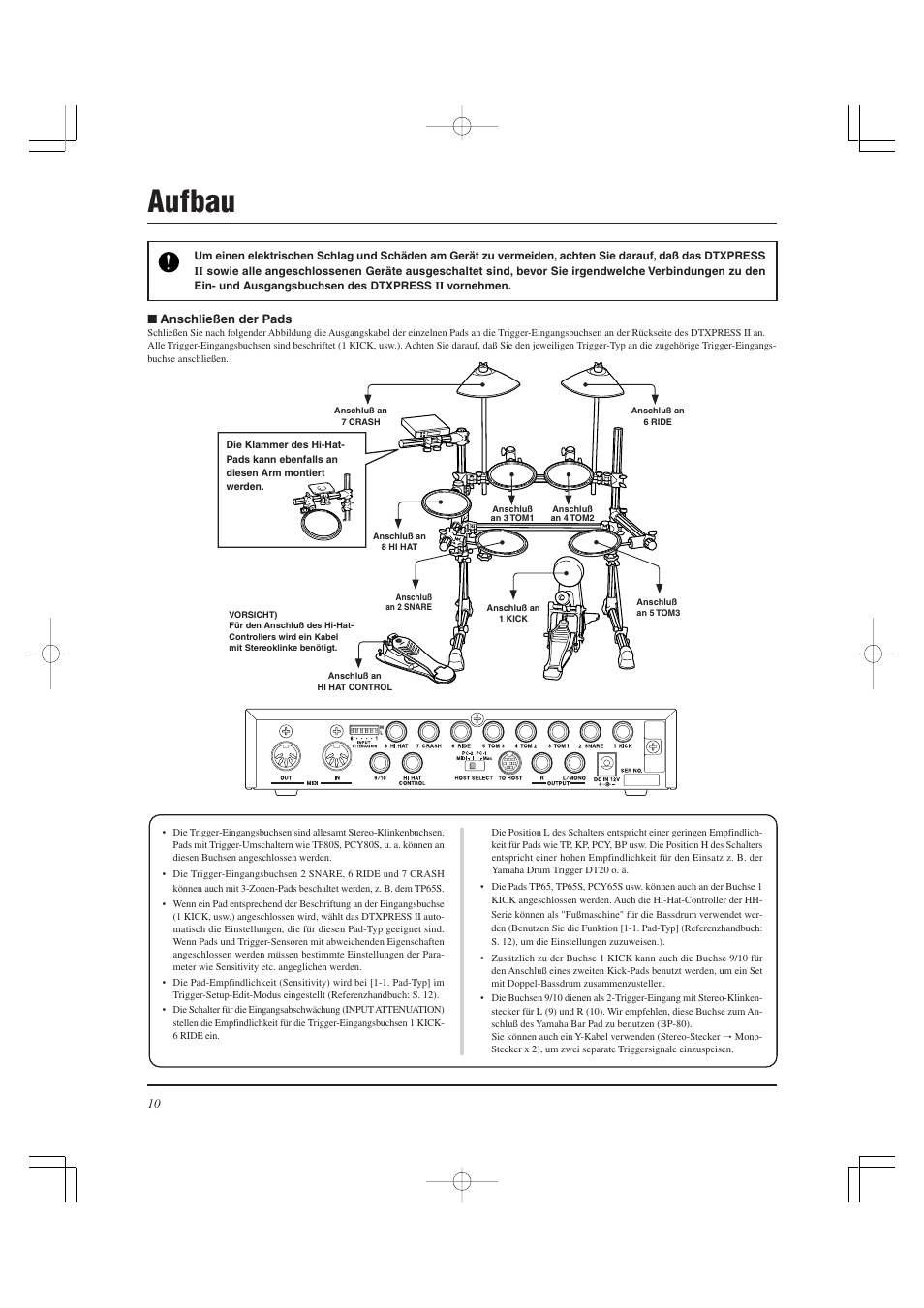 Aufbau | Yamaha DTXPRESS II User Manual | Page 70 / 184