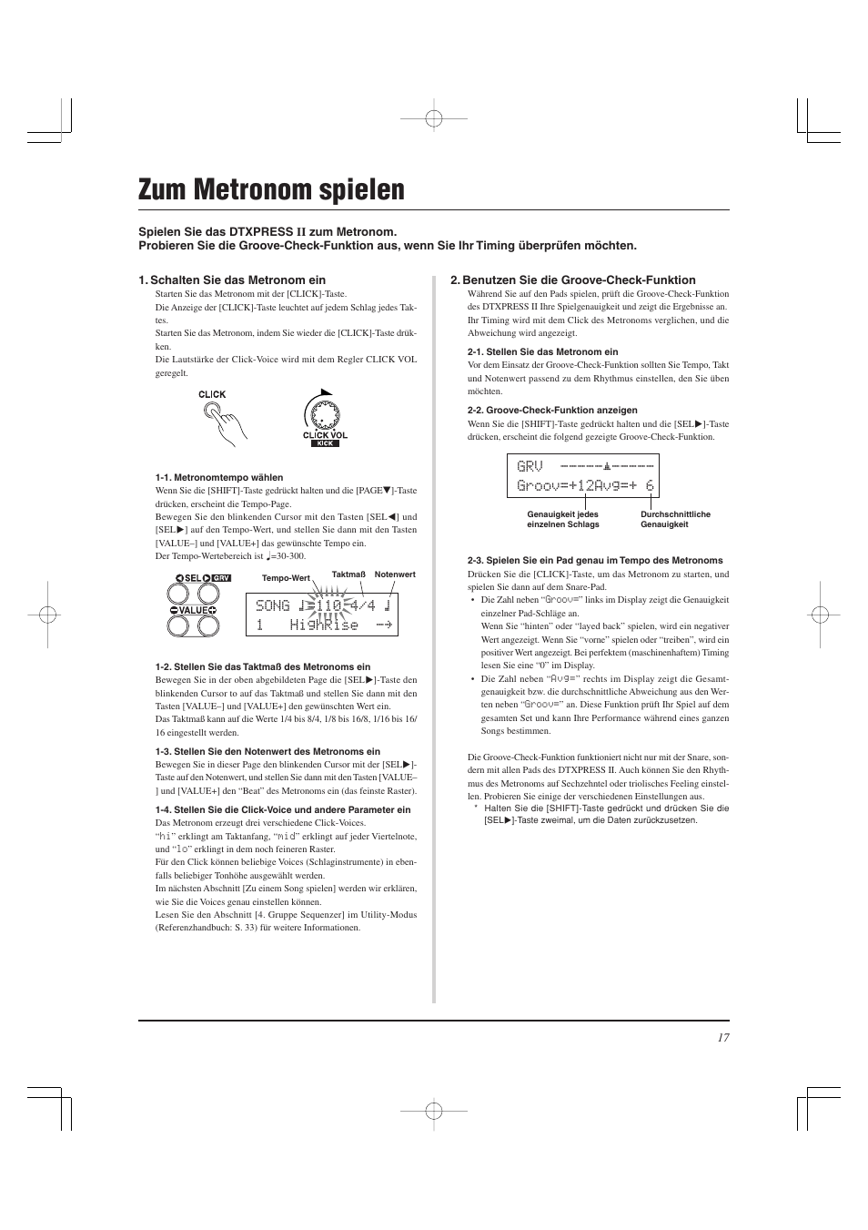 Zum metronom spielen | Yamaha DTXPRESS II User Manual | Page 77 / 184