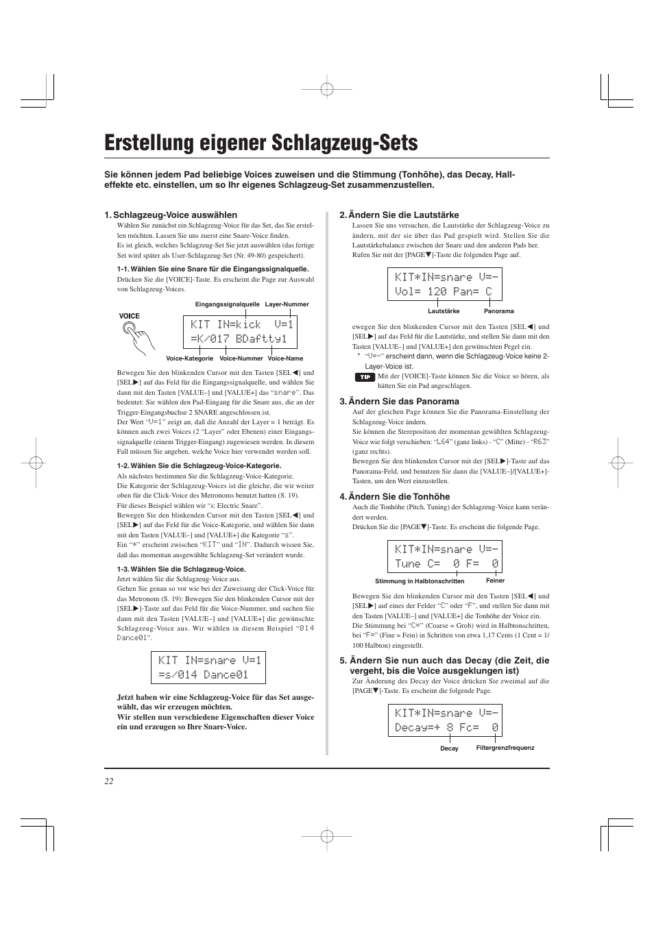 Erstellung eigener schlagzeug-sets | Yamaha DTXPRESS II User Manual | Page 82 / 184