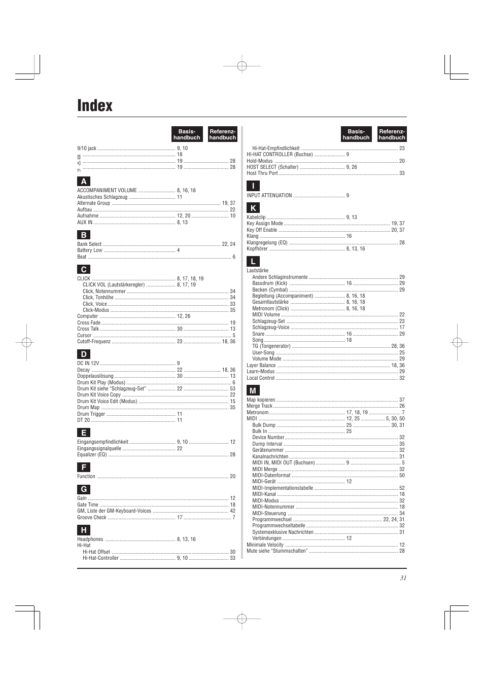 Index | Yamaha DTXPRESS II User Manual | Page 91 / 184