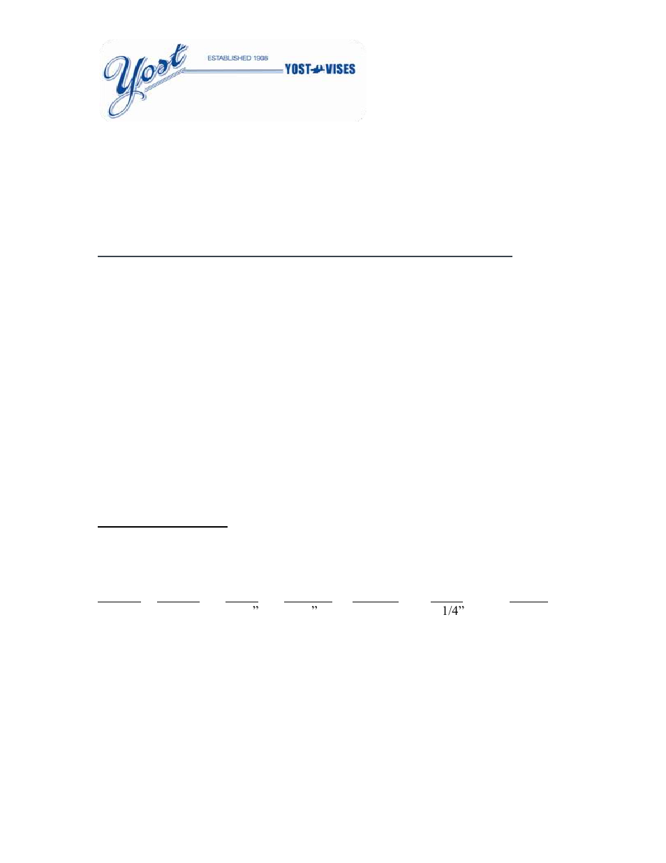 Yost Vises 250 User Manual | 6 pages
